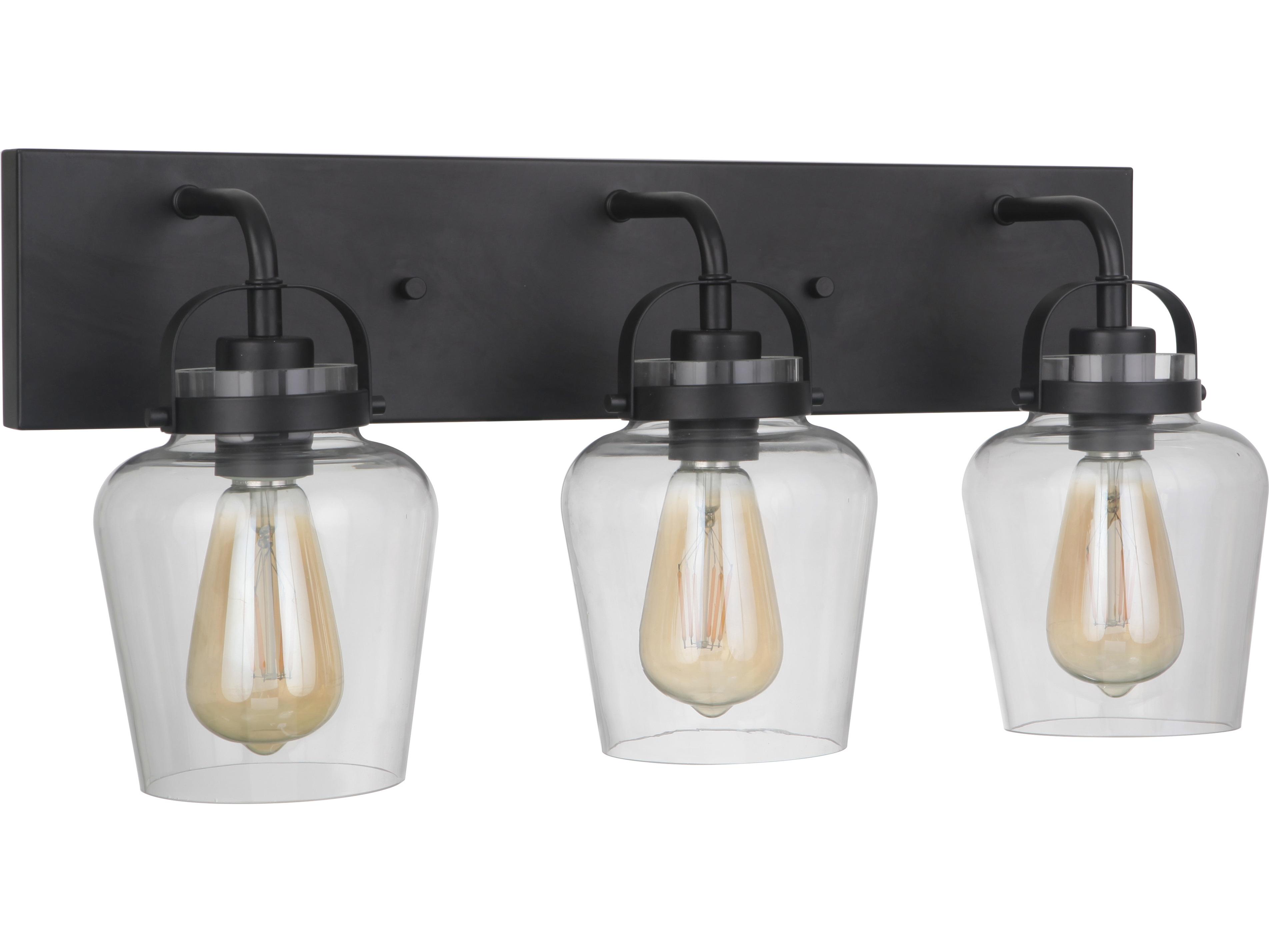 Craftmade Trystan 3-Light Flat Black Glass Vanity Light