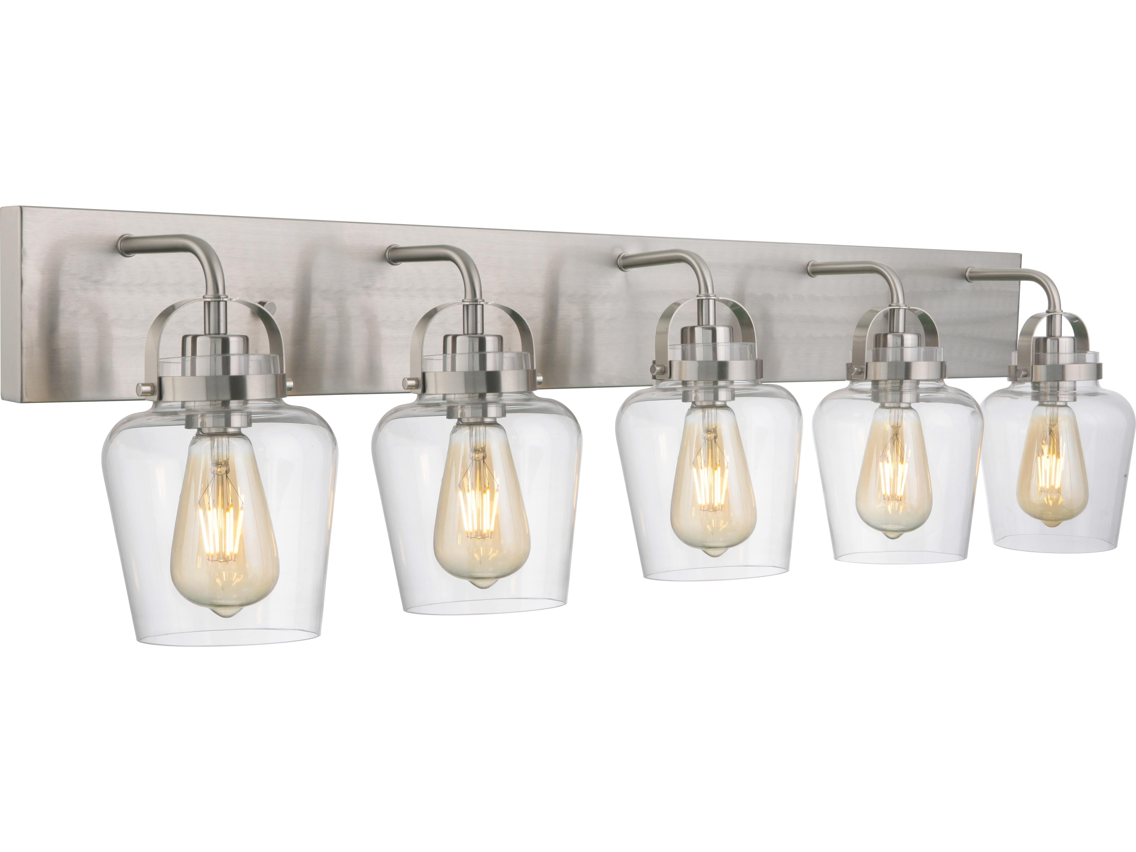 Craftmade Trystan 5-Light Brushed Polished Nickel Glass Vanity Light