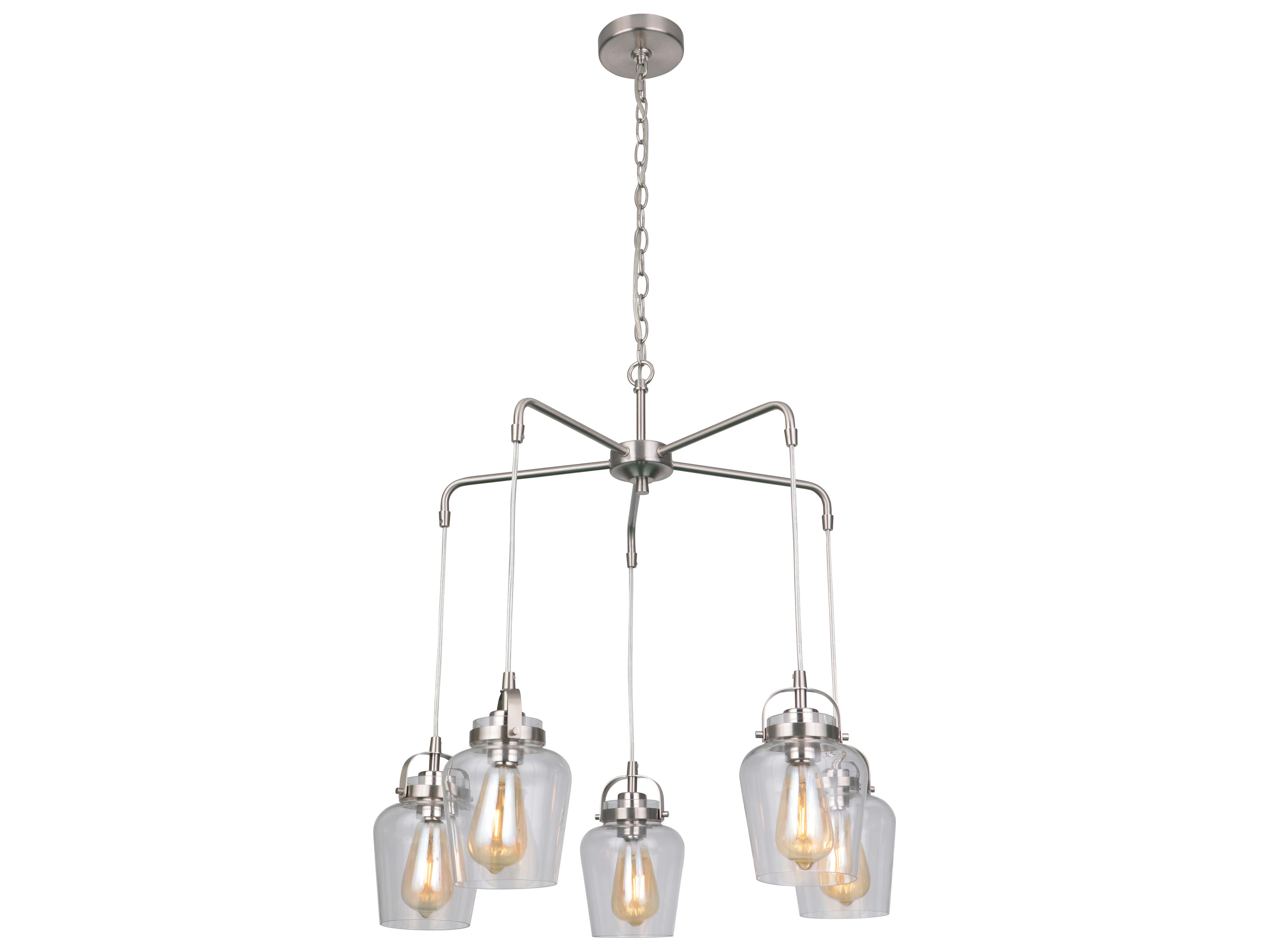 Craftmade Trystan 5-Light Brushed Polished Nickel Glass Bell Chandelier