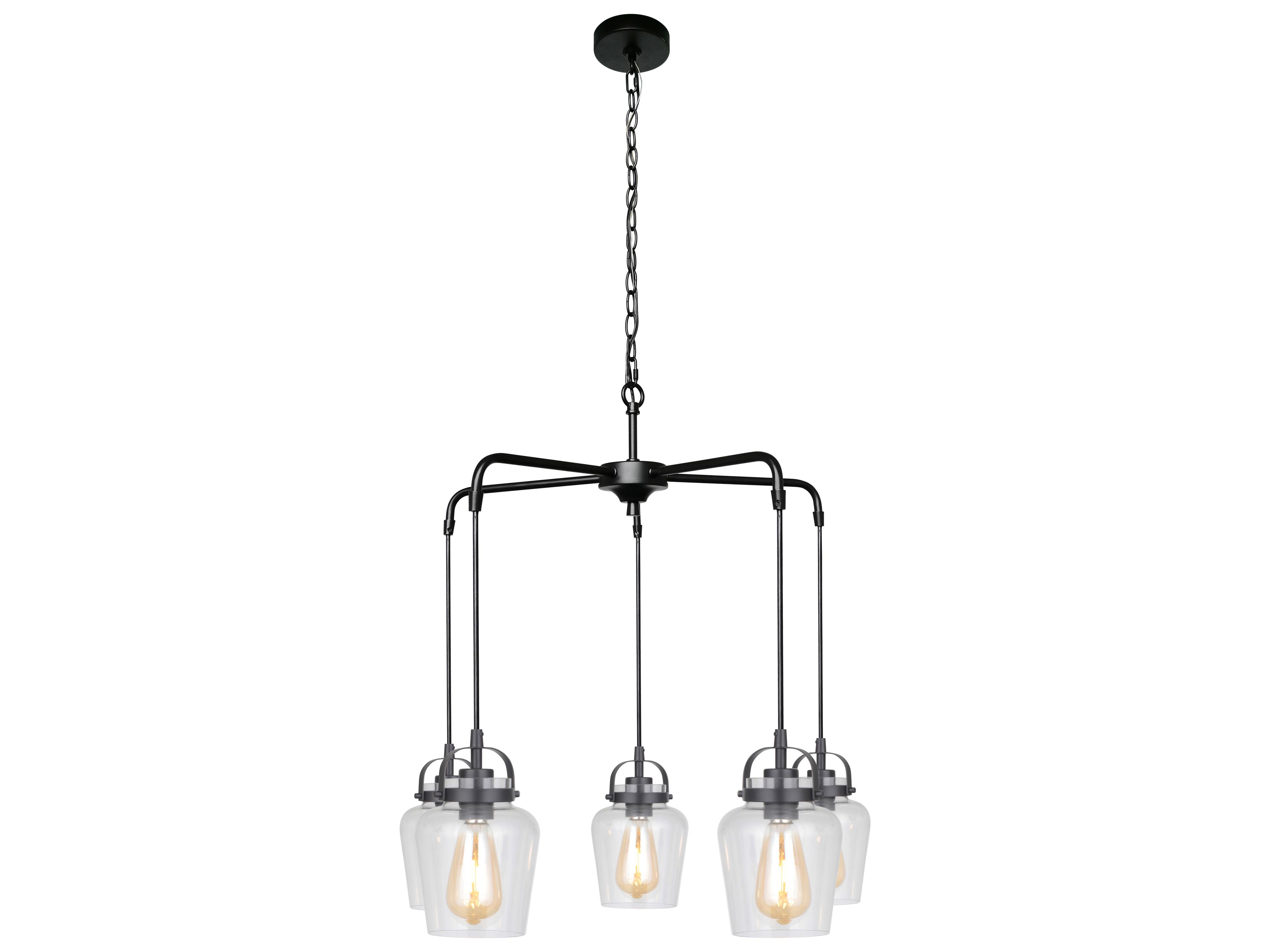 Craftmade Trystan 5-Light Flat Black Glass Bell Chandelier