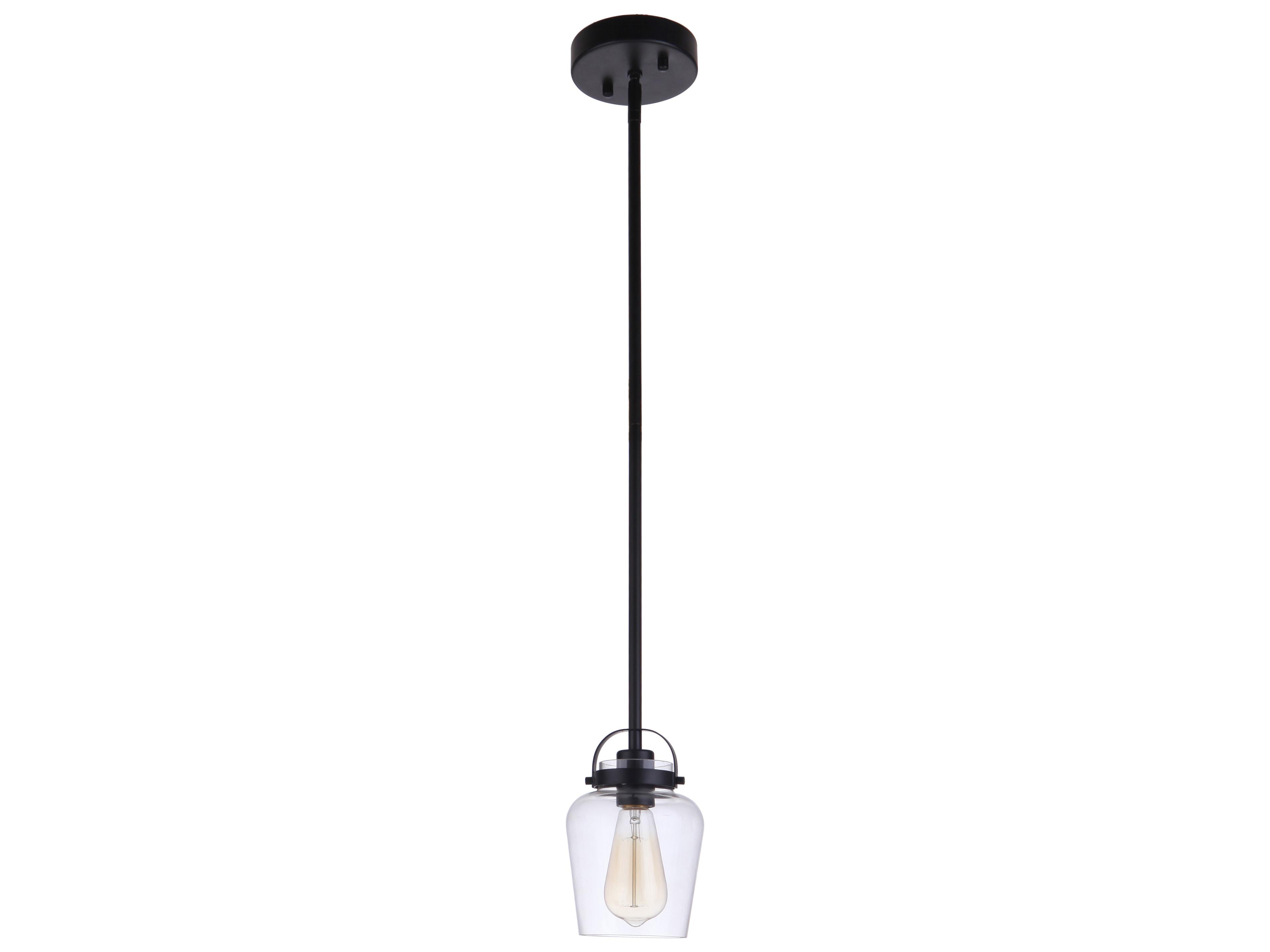 Craftmade Trystan 1-Light Flat Black Glass Bell Mini Pendant