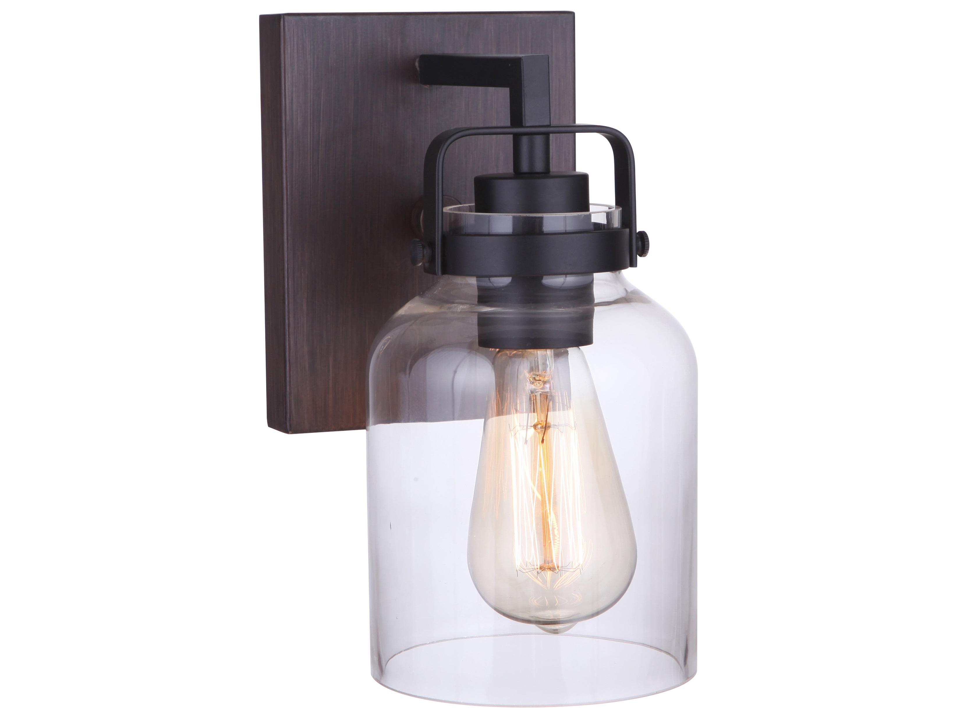 Craftmade Foxwood 1-Light Flat Black Dark Teak Glass Vanity Light