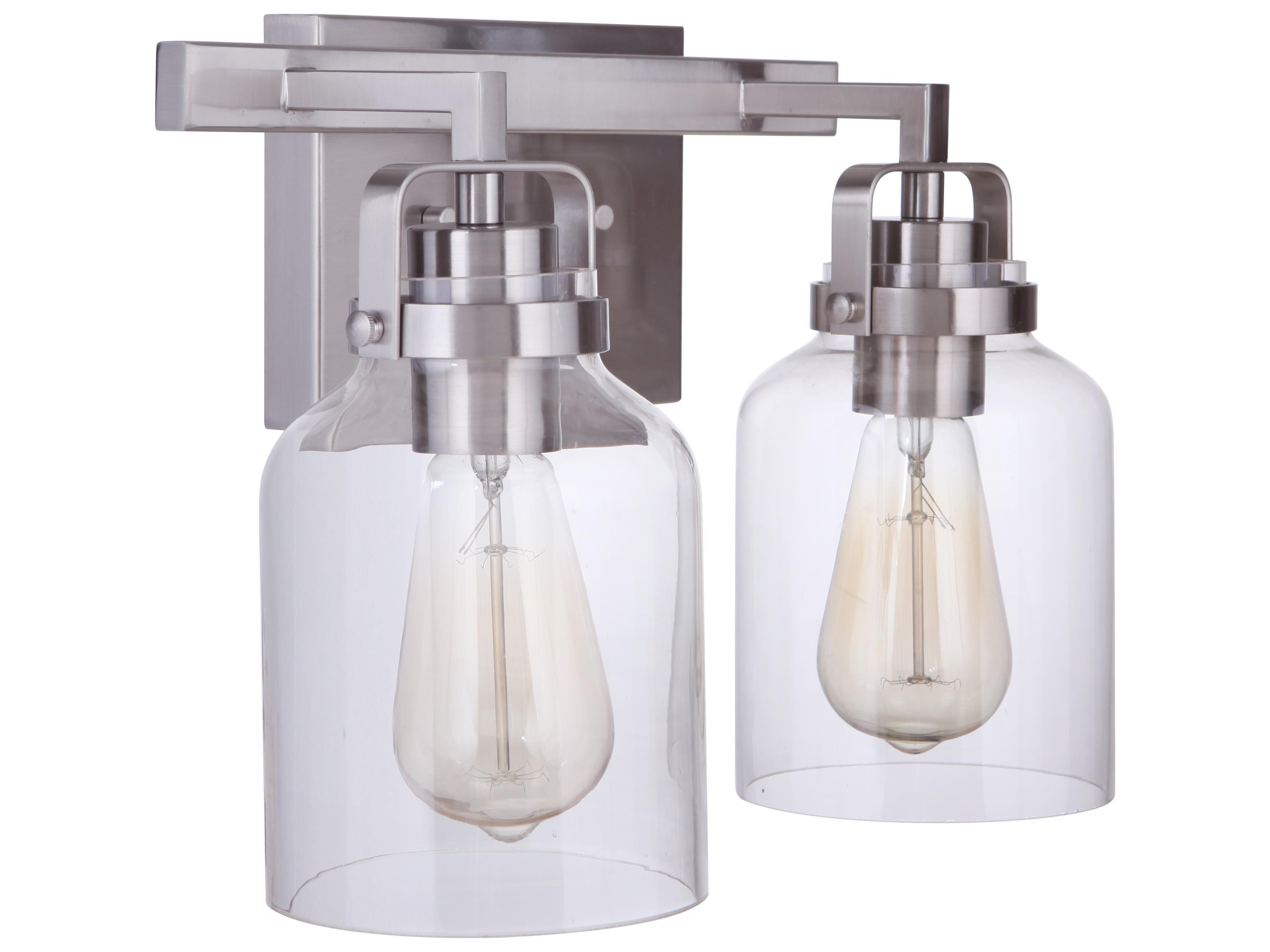 Craftmade Foxwood 2-Light Brushed Polished Nickel Glass Vanity Light