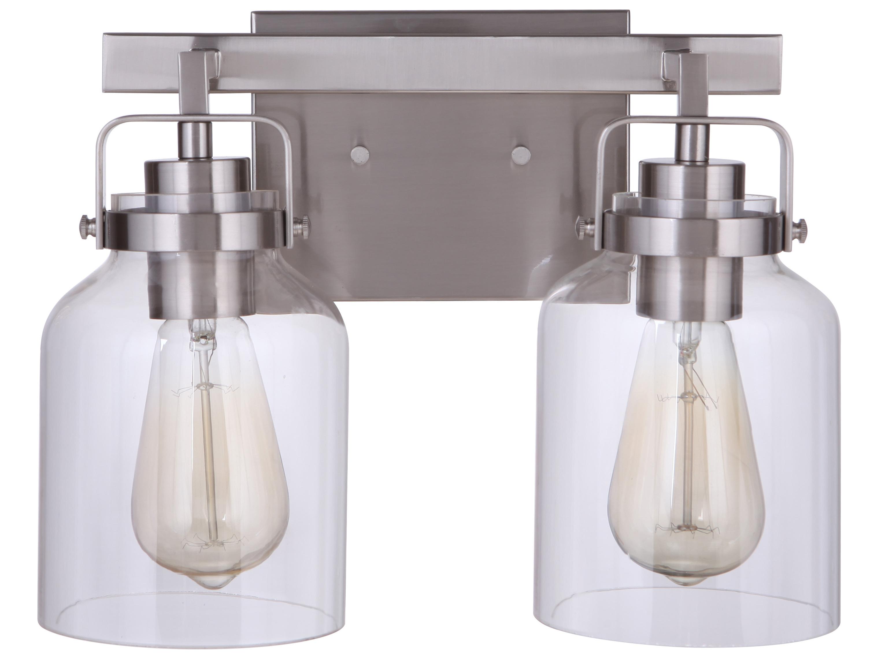 Craftmade Foxwood 2-Light Brushed Polished Nickel Glass Vanity Light