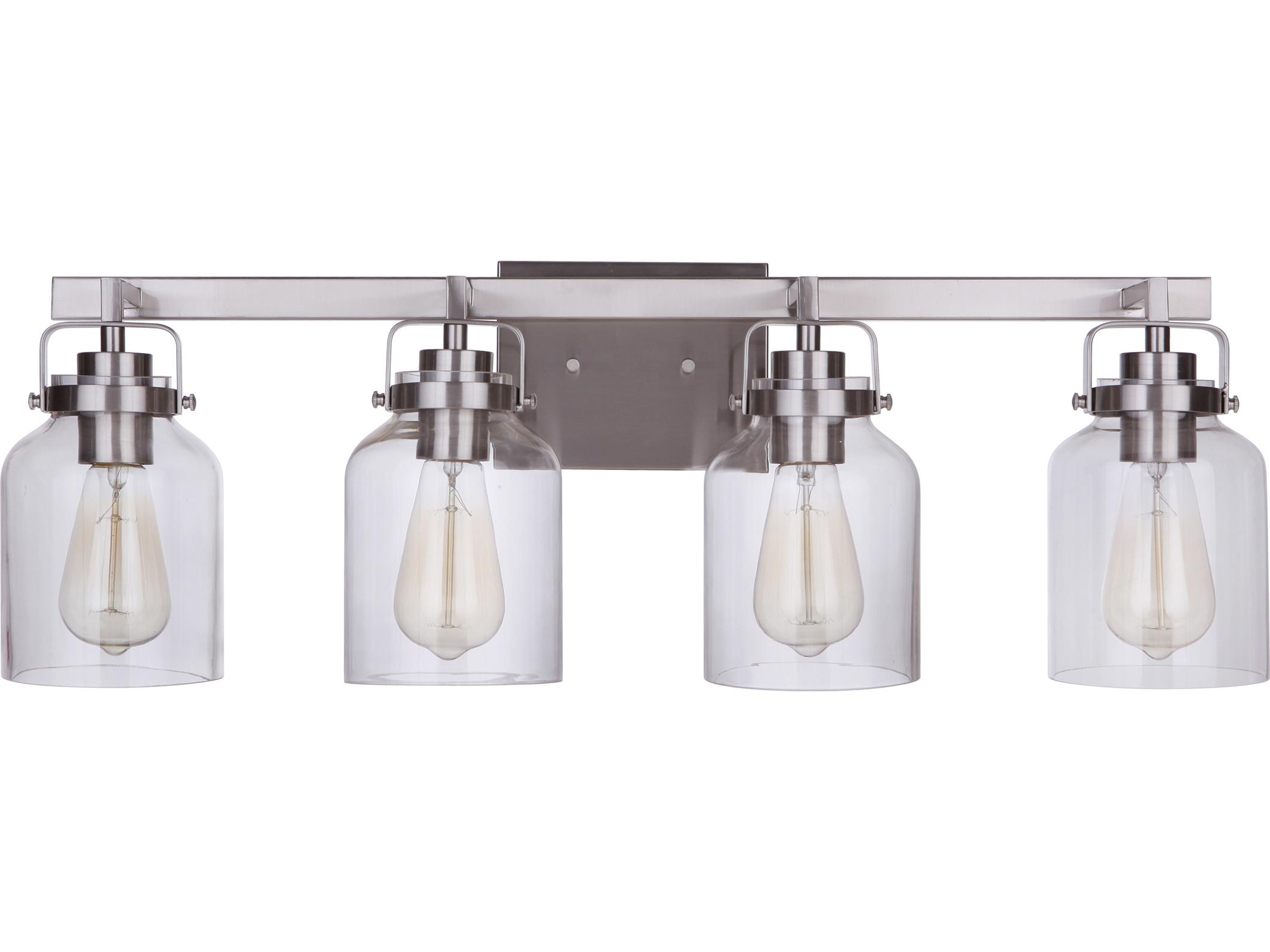 Craftmade Foxwood 4-Light Brushed Polished Nickel Glass Vanity Light