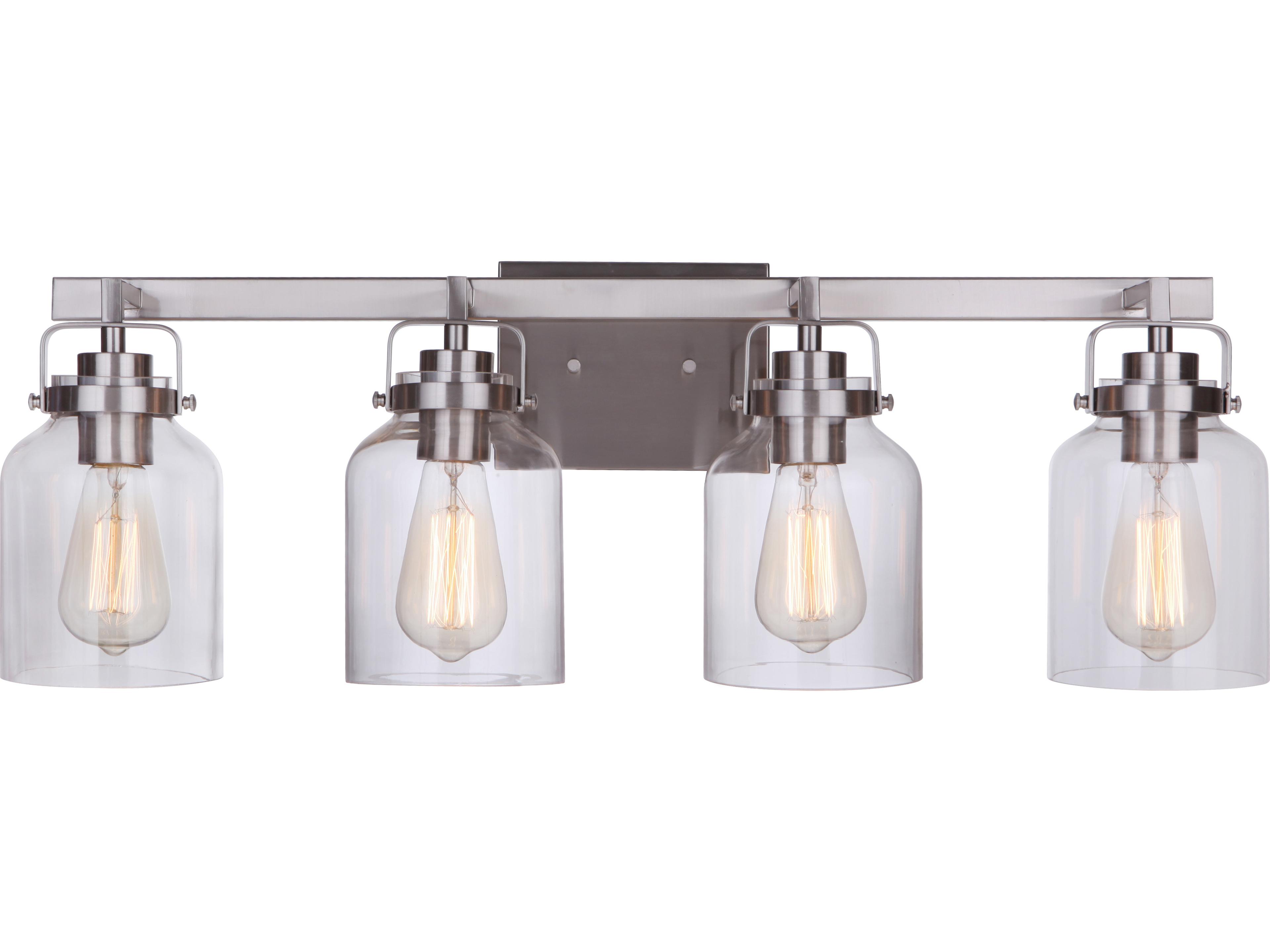 Craftmade Foxwood 4-Light Brushed Polished Nickel Glass Vanity Light