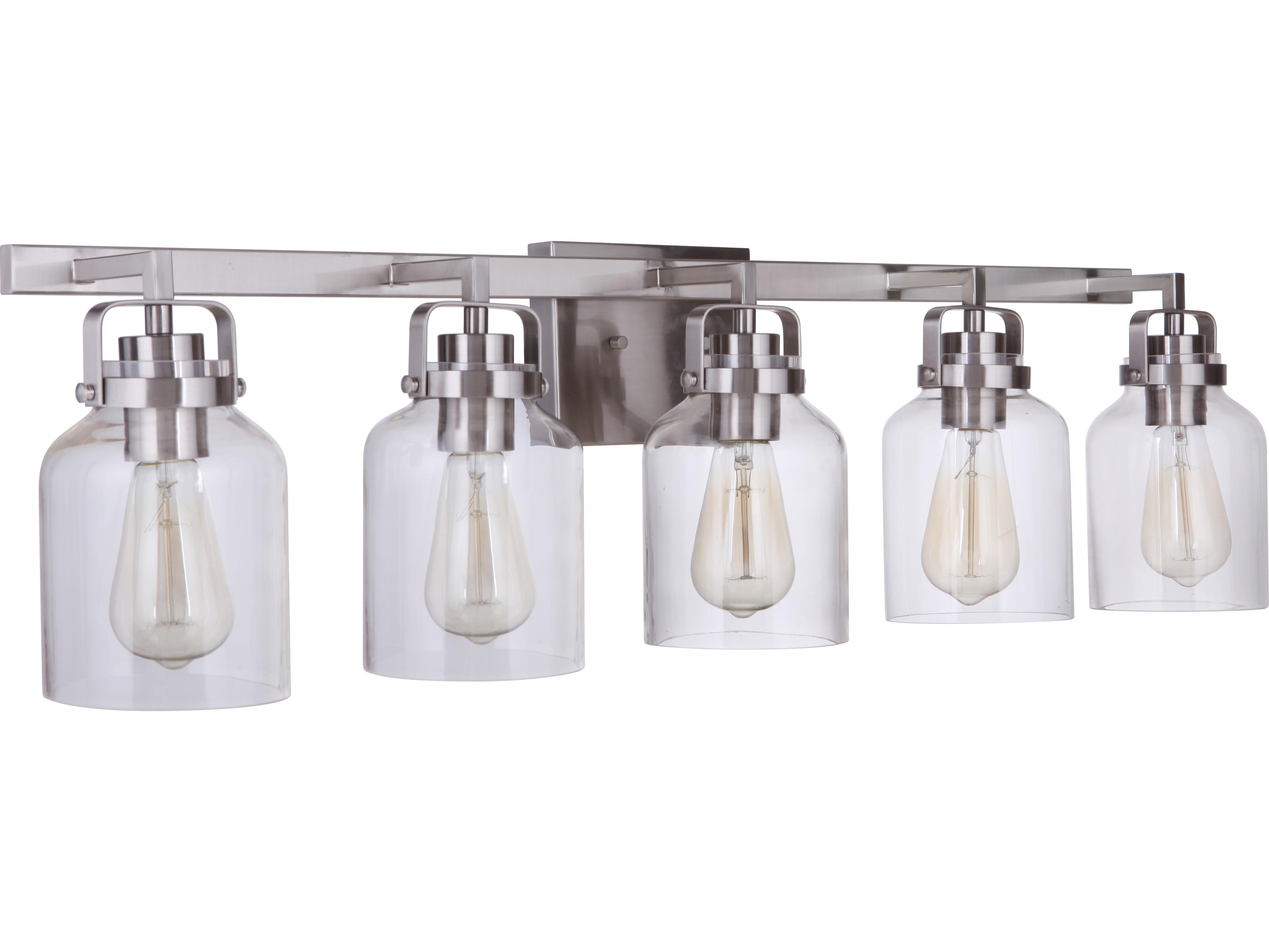 Craftmade Foxwood 5-Light Brushed Polished Nickel Glass Vanity Light