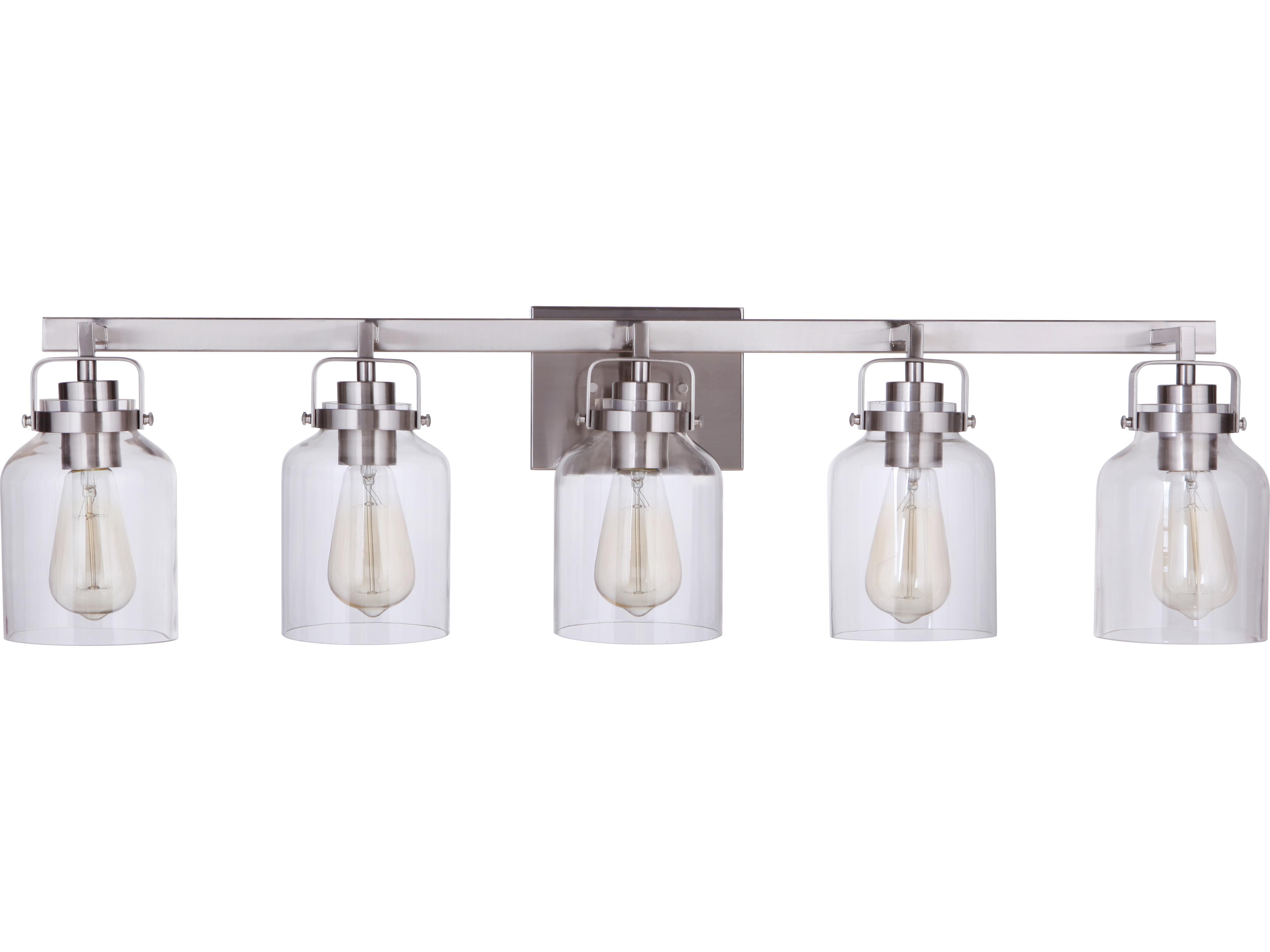 Craftmade Foxwood 5-Light Brushed Polished Nickel Glass Vanity Light