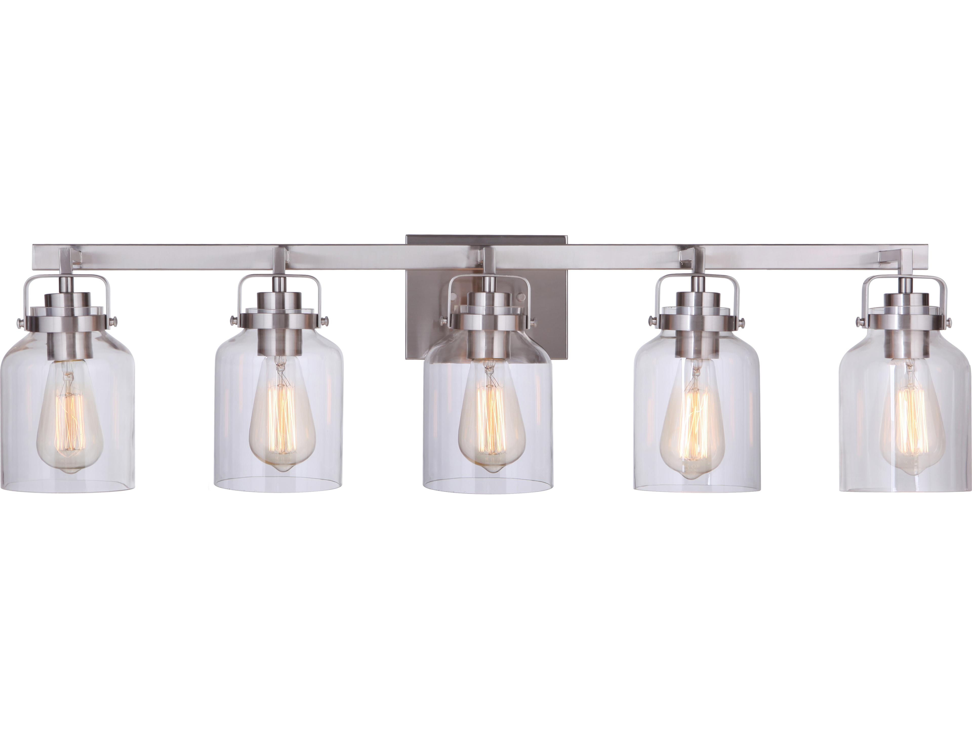 Craftmade Foxwood 5-Light Brushed Polished Nickel Glass Vanity Light