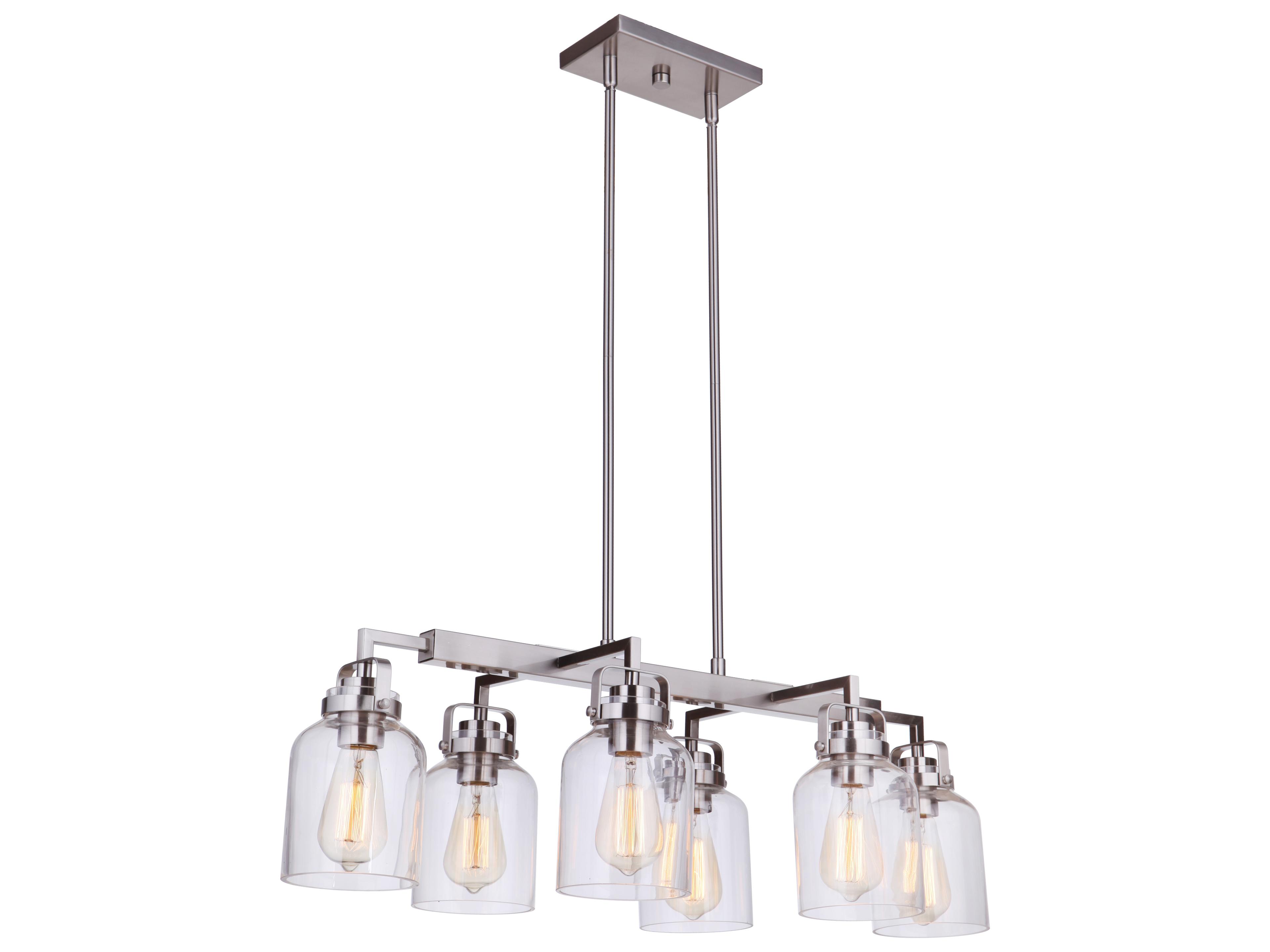 Craftmade Foxwood 6-Light Brushed Polished Nickel Glass Bell Linear Island Pendant