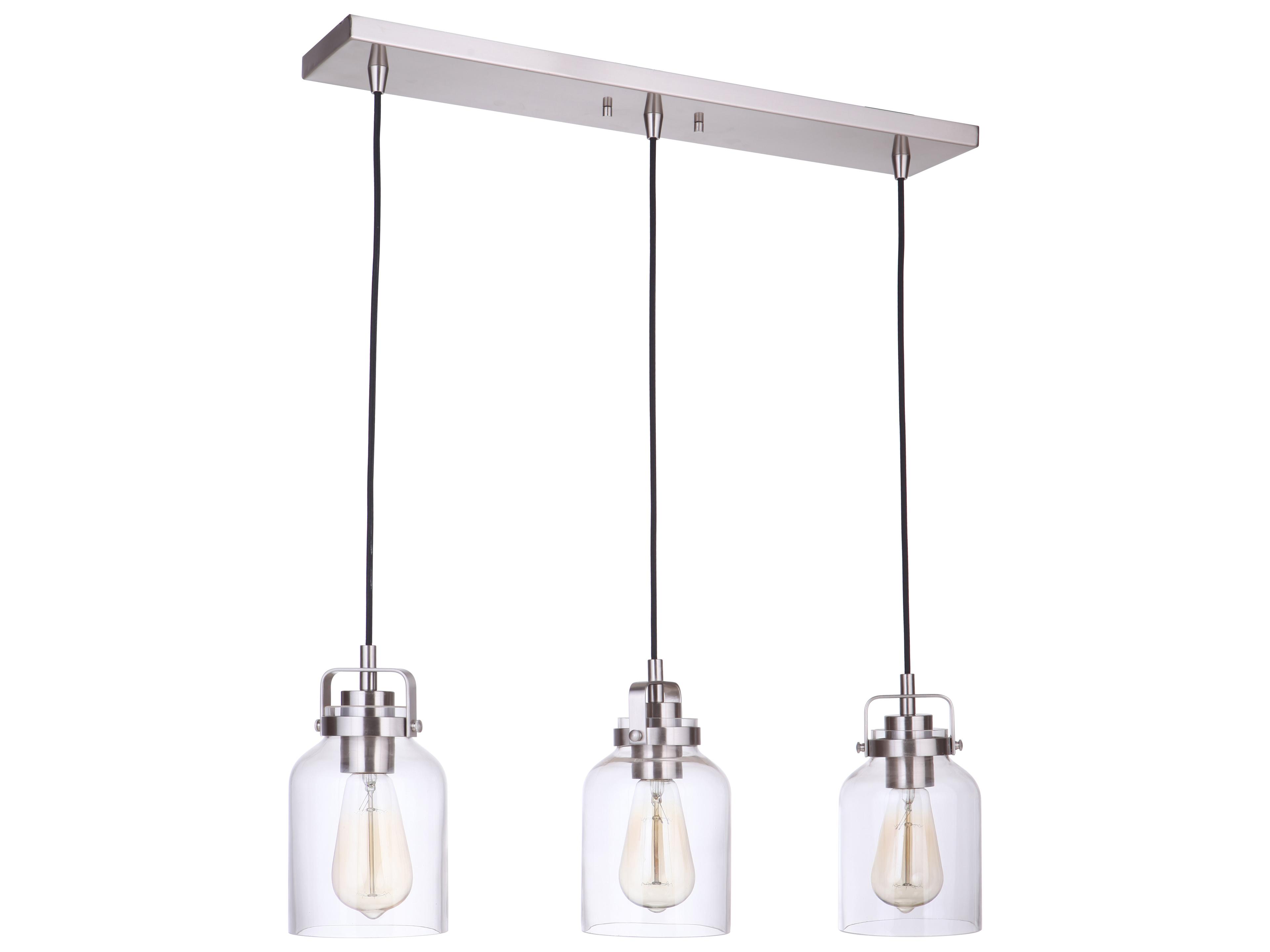 Craftmade Foxwood 3-Light Brushed Polished Nickel Glass Bell Linear Island Pendant
