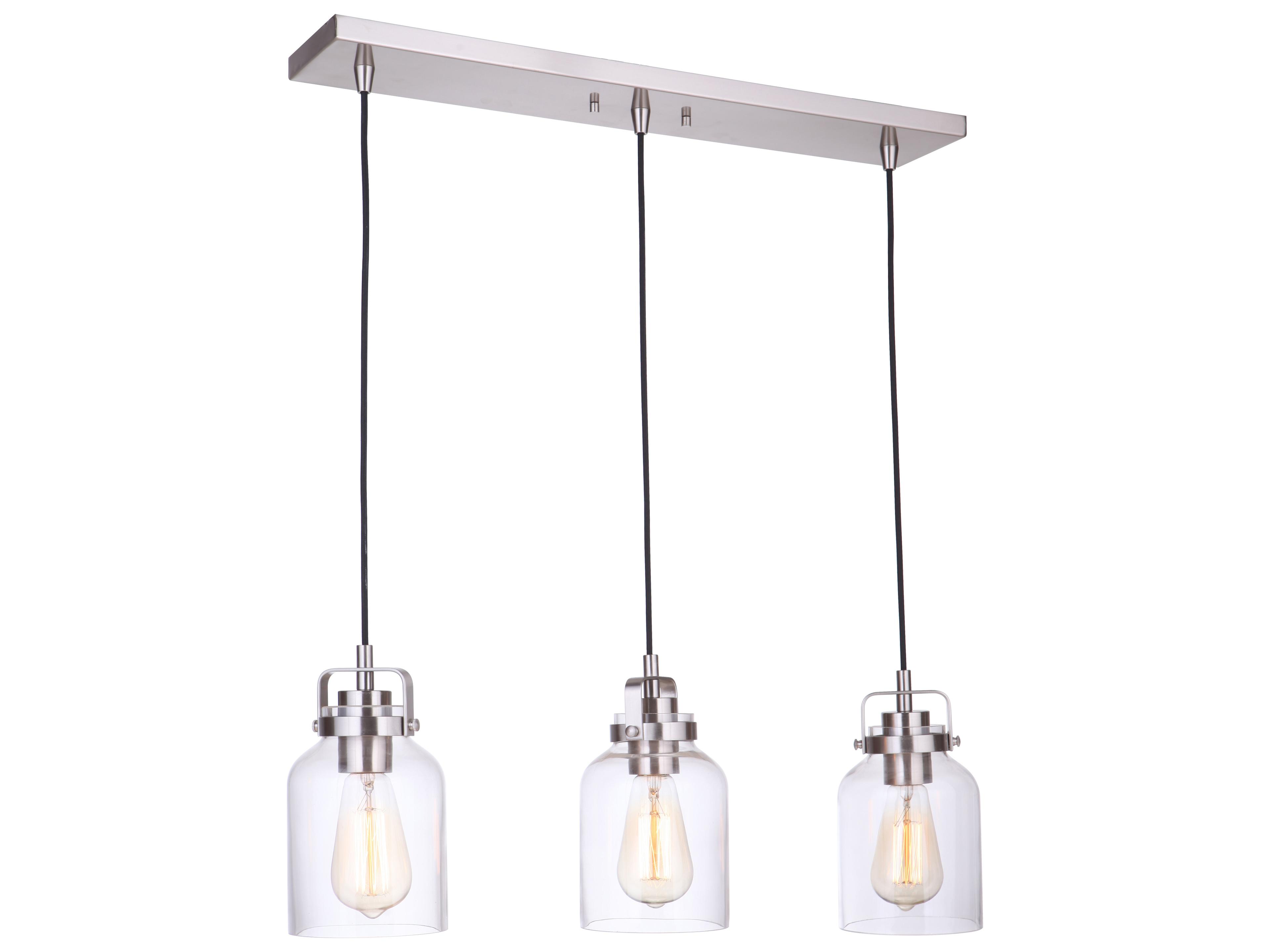 Craftmade Foxwood 3-Light Brushed Polished Nickel Glass Bell Linear Island Pendant