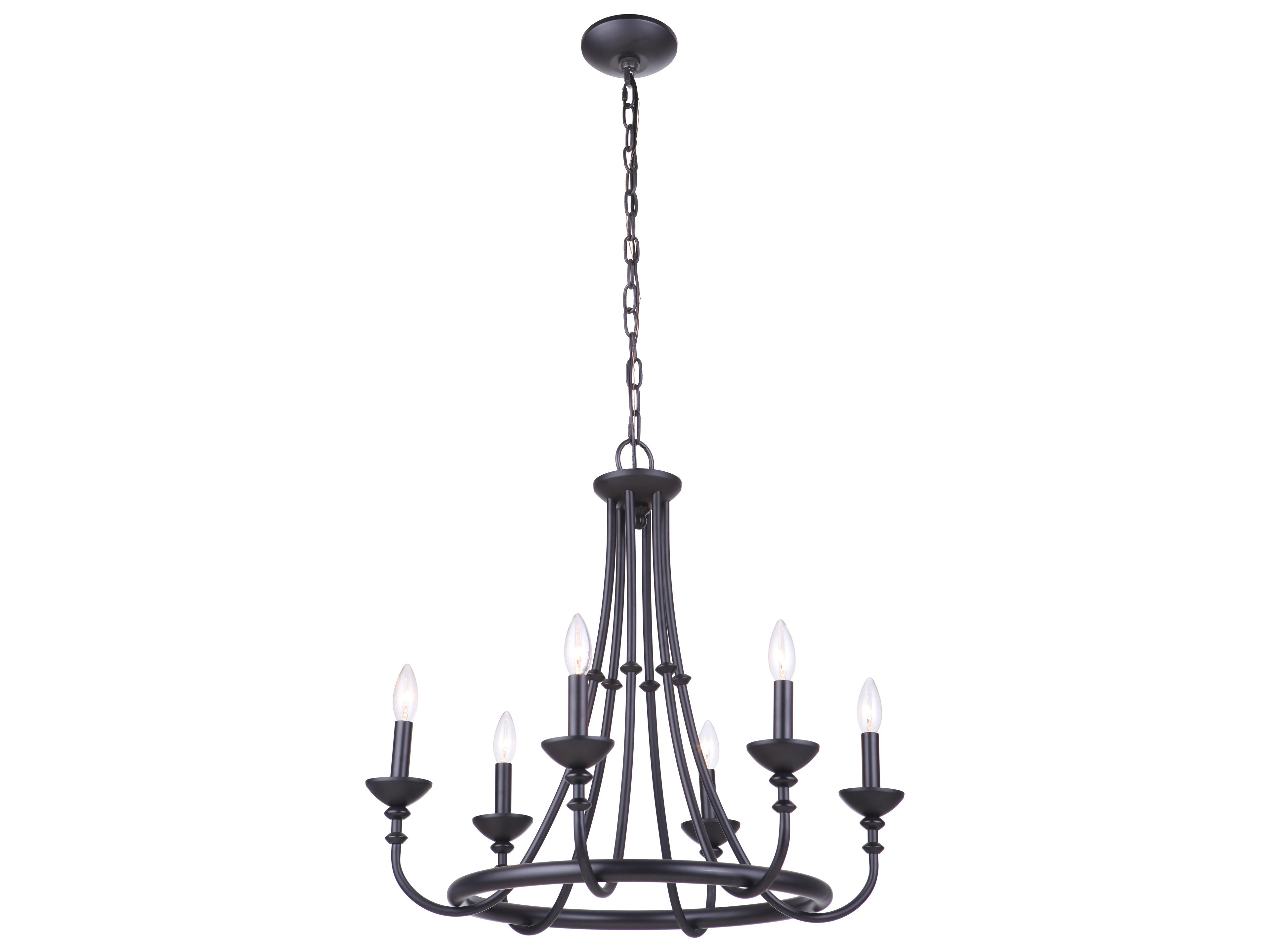 Craftmade Marlowe 6-Light Flat Black Candelabra Chandelier