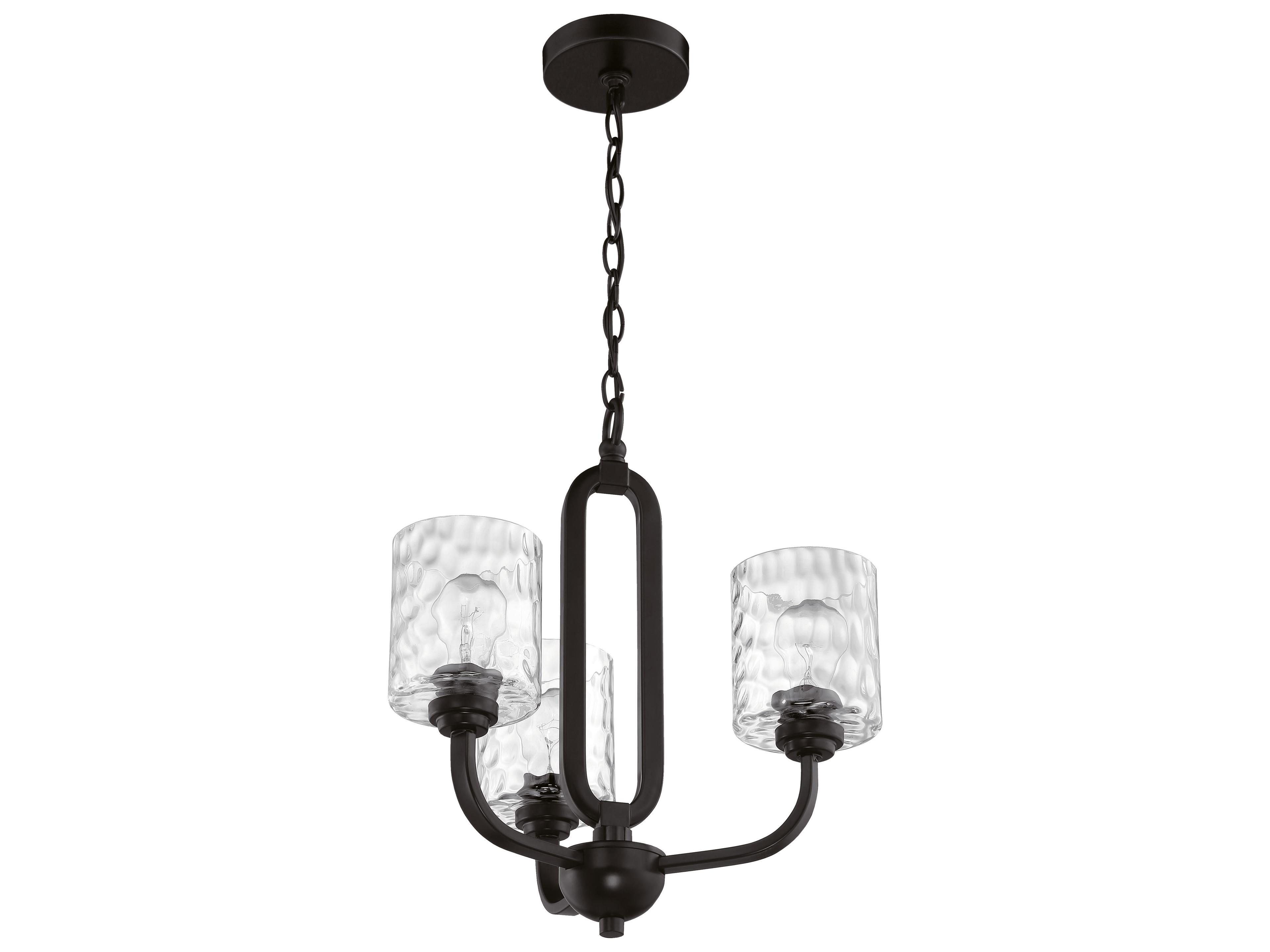 Craftmade Collins 3-Light Flat Black Glass Cylinder Chandelier