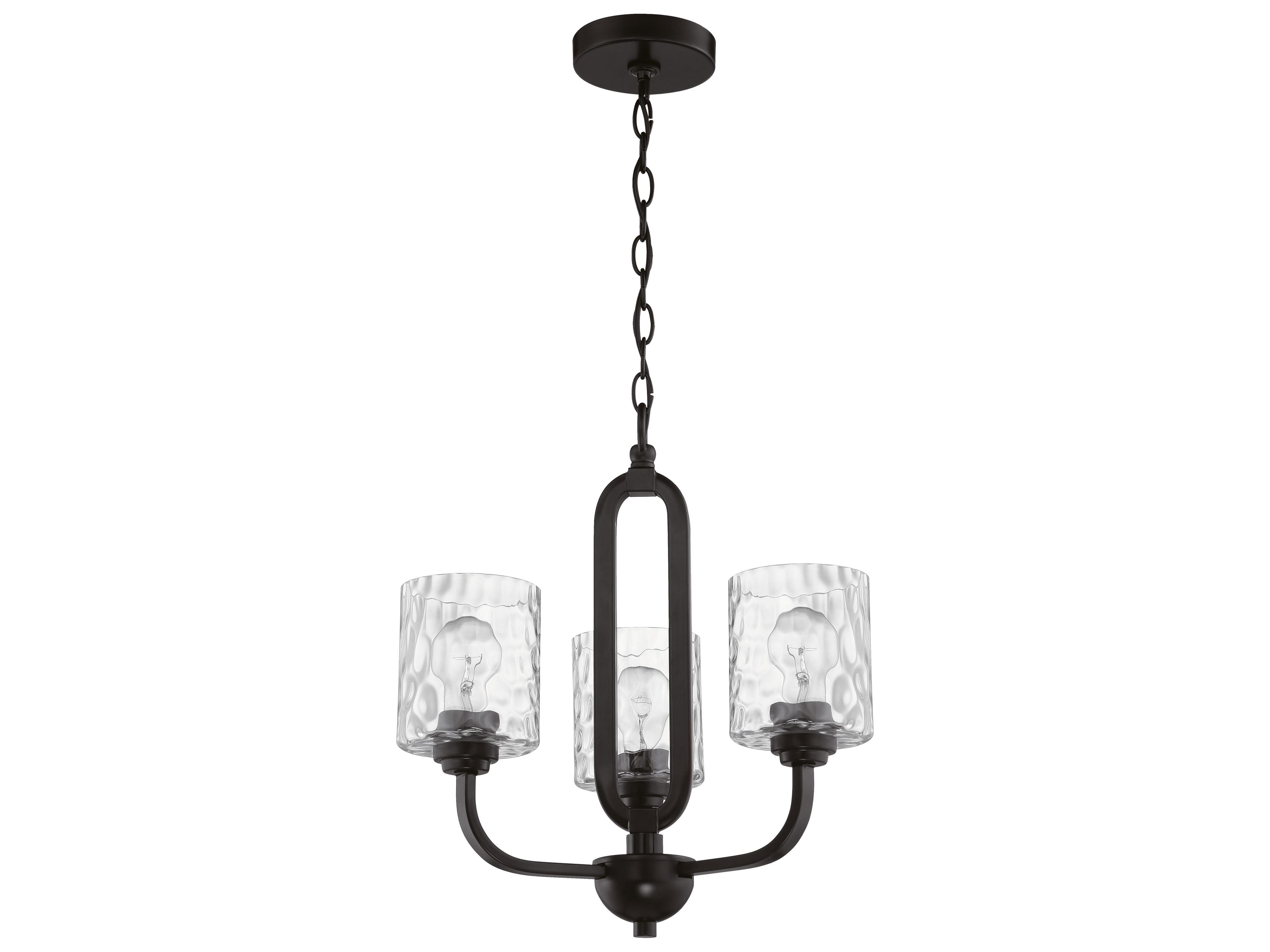 Craftmade Collins 3-Light Flat Black Glass Cylinder Chandelier