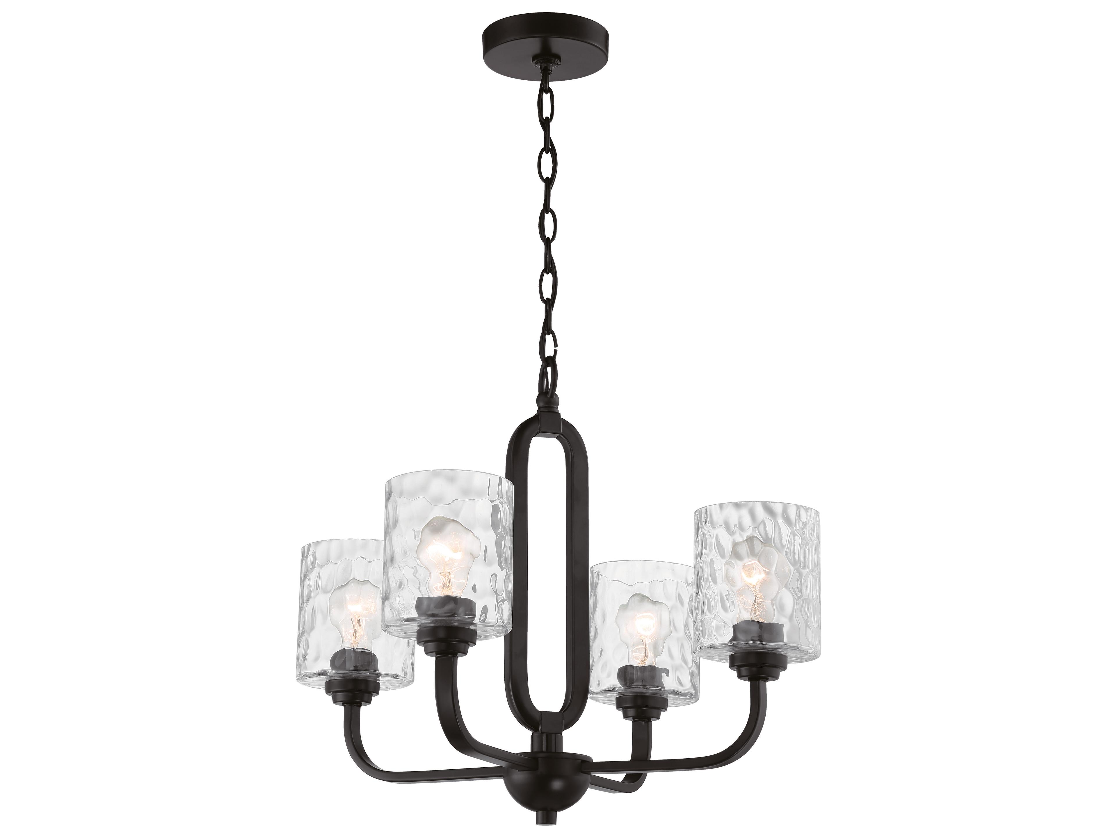 Craftmade Collins 4-Light Flat Black Glass Cylinder Chandelier