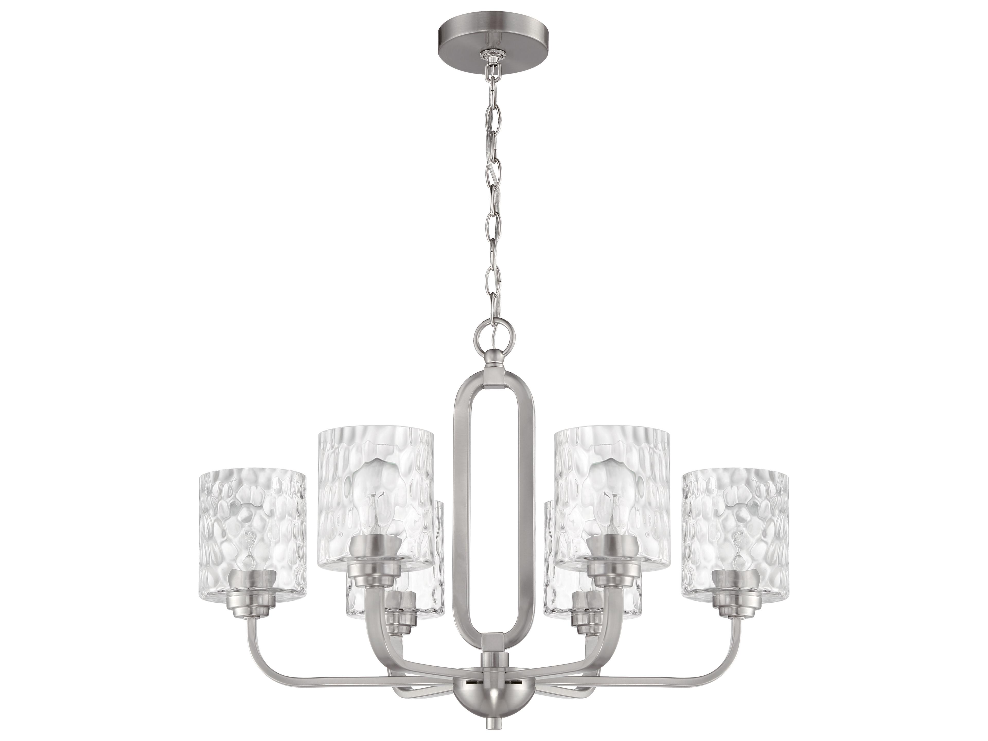 Craftmade Collins 6-Light Brushed Polished Nickel Glass Cylinder Chandelier