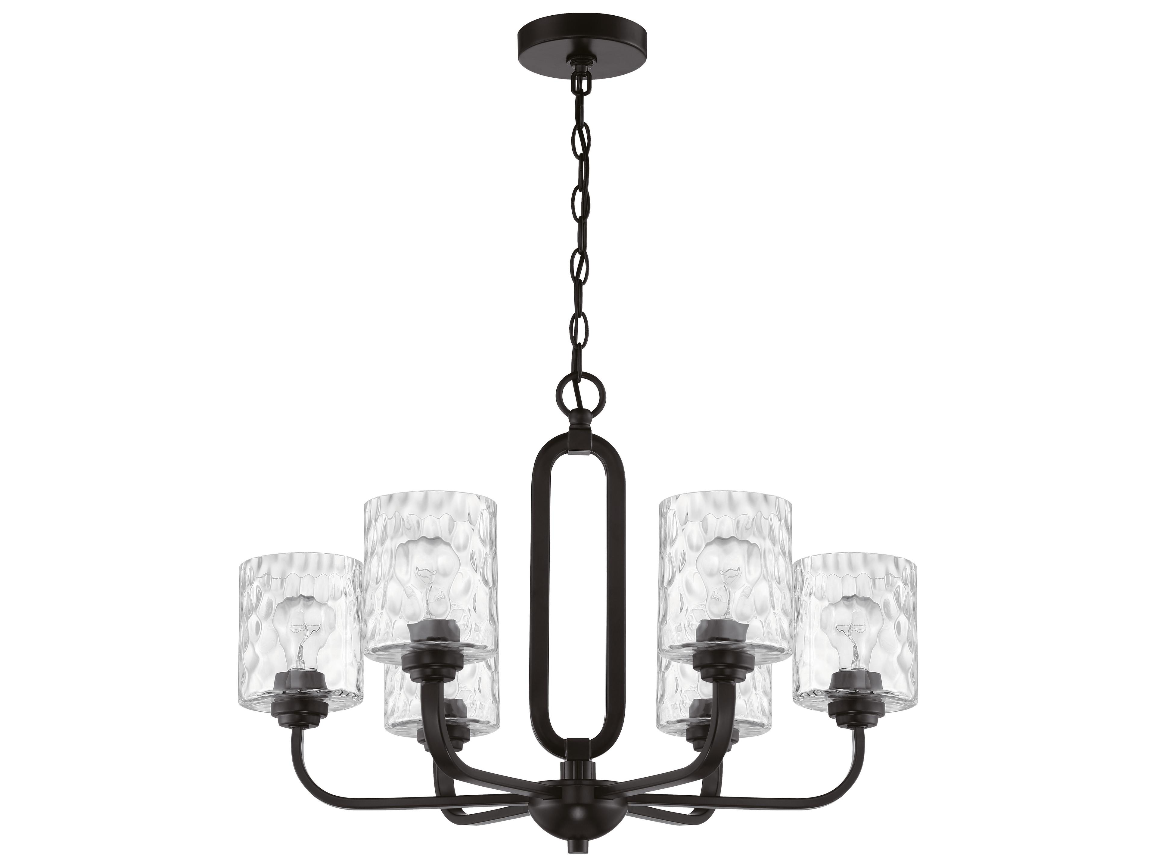 Craftmade Collins 6-Light Flat Black Glass Cylinder Chandelier