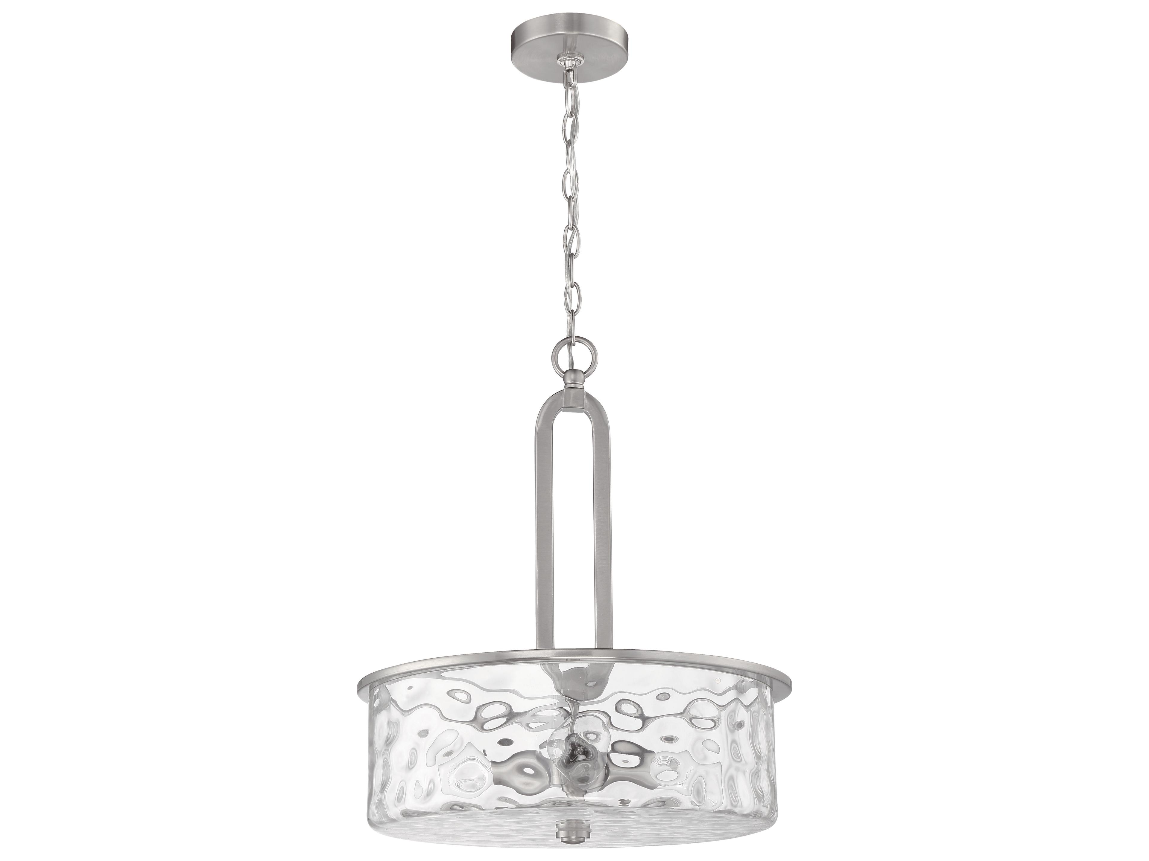 Craftmade Collins 3-Light Brushed Polished Nickel Glass Drum Pendant