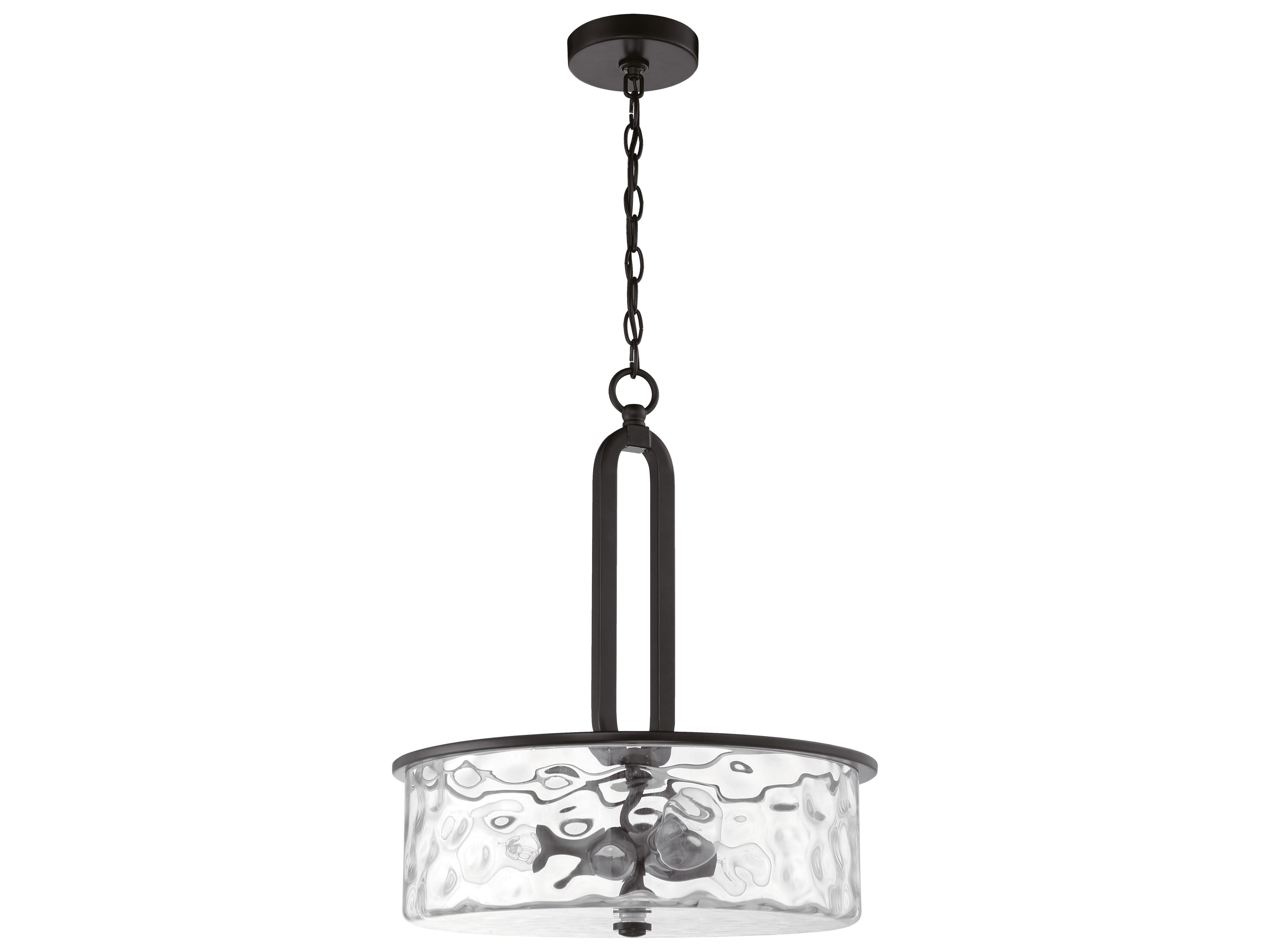 Craftmade Collins 3-Light Flat Black Glass Drum Pendant