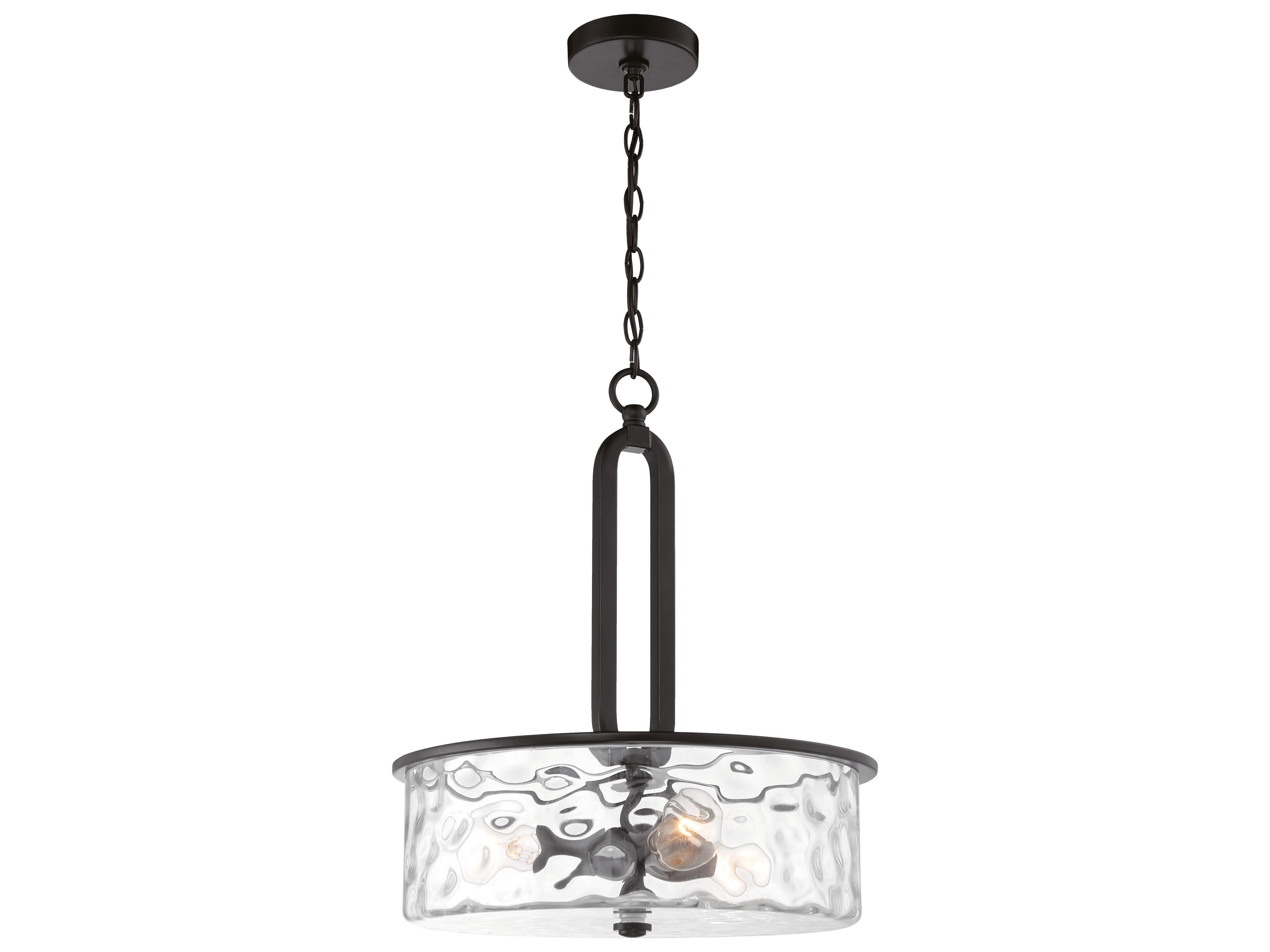 Craftmade Collins 3-Light Flat Black Glass Drum Pendant