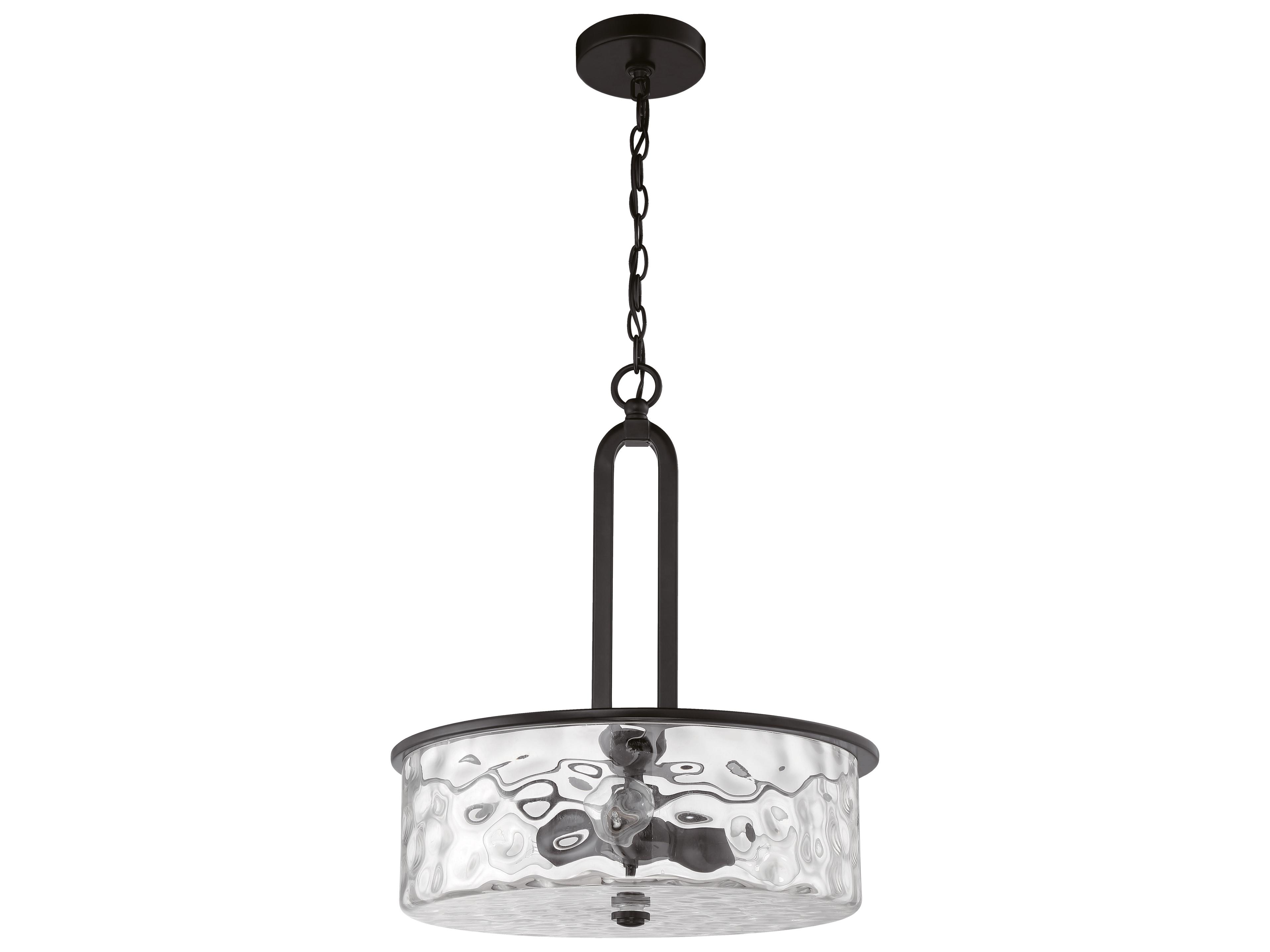 Craftmade Collins 3-Light Flat Black Glass Drum Pendant