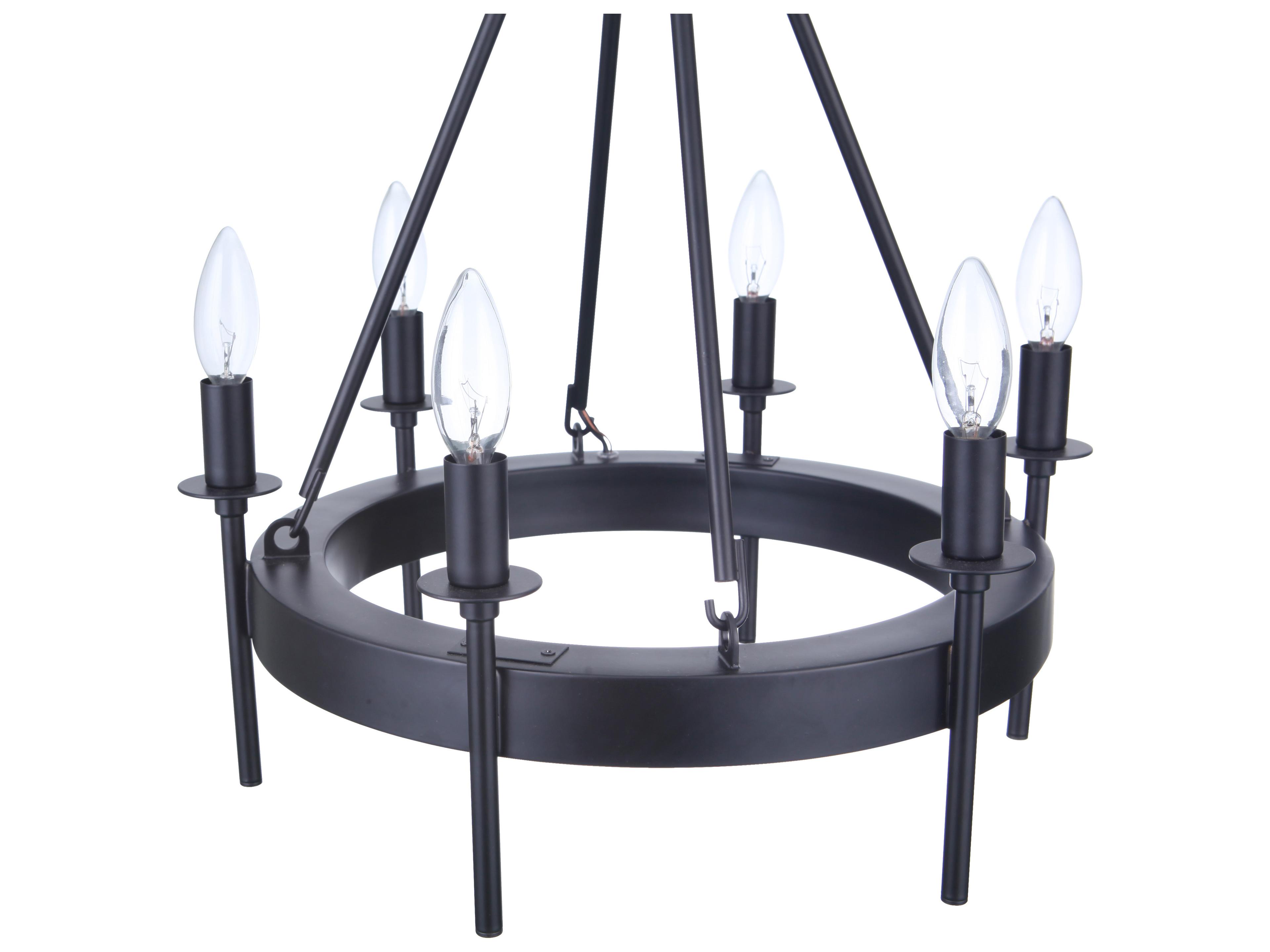 Craftmade Larrson 6-Light Flat Black Candelabra Chandelier
