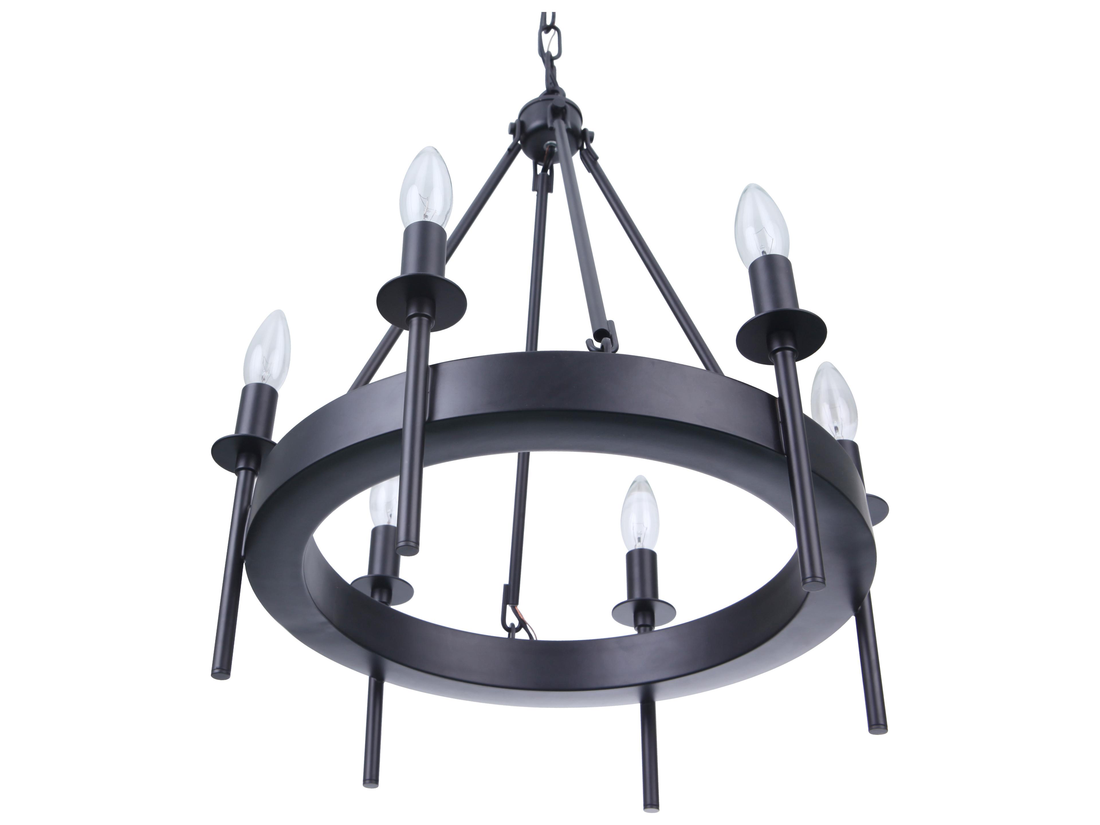 Craftmade Larrson 6-Light Flat Black Candelabra Chandelier