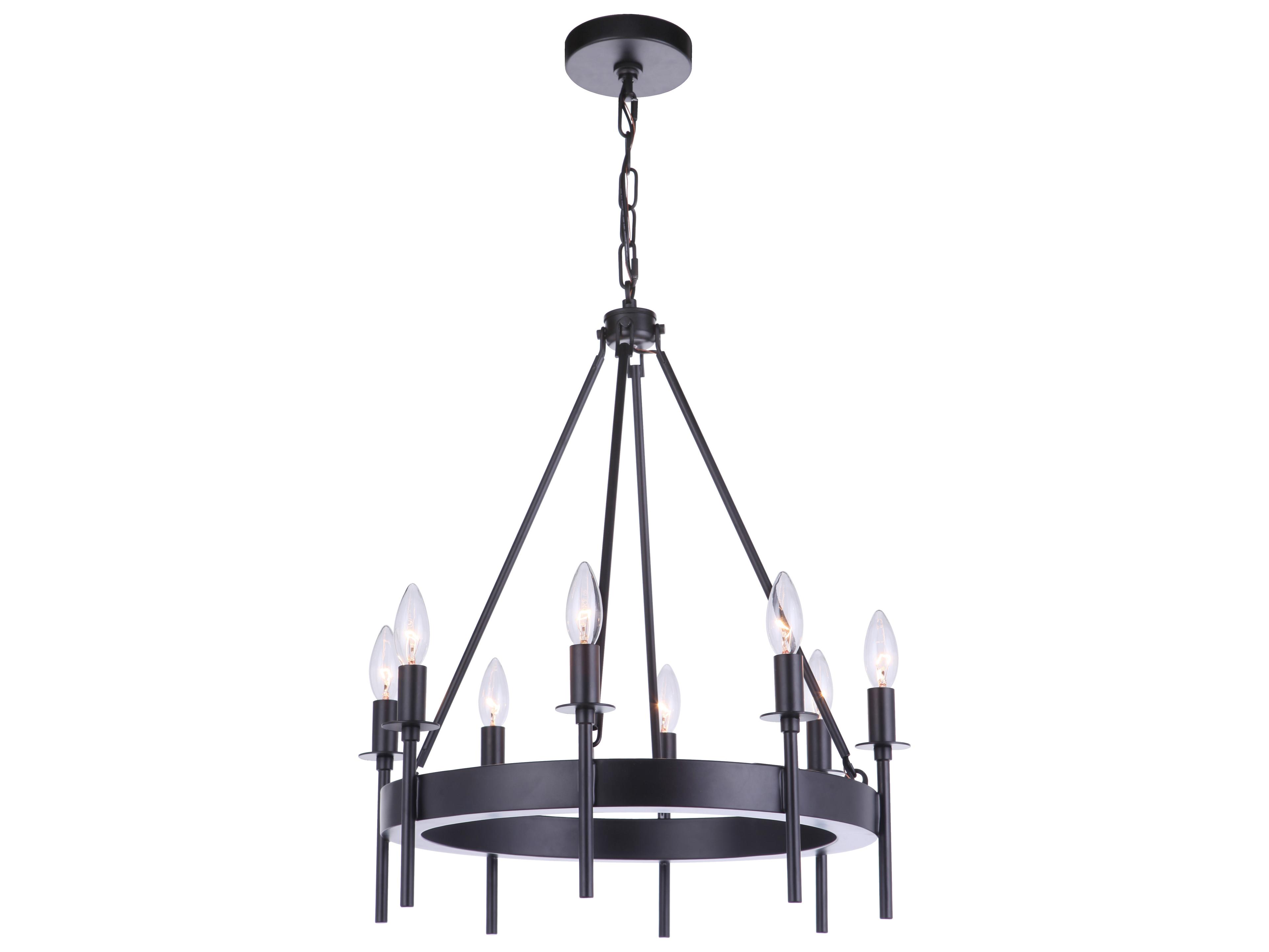 Craftmade Larrson 8-Light Flat Black Candelabra Chandelier
