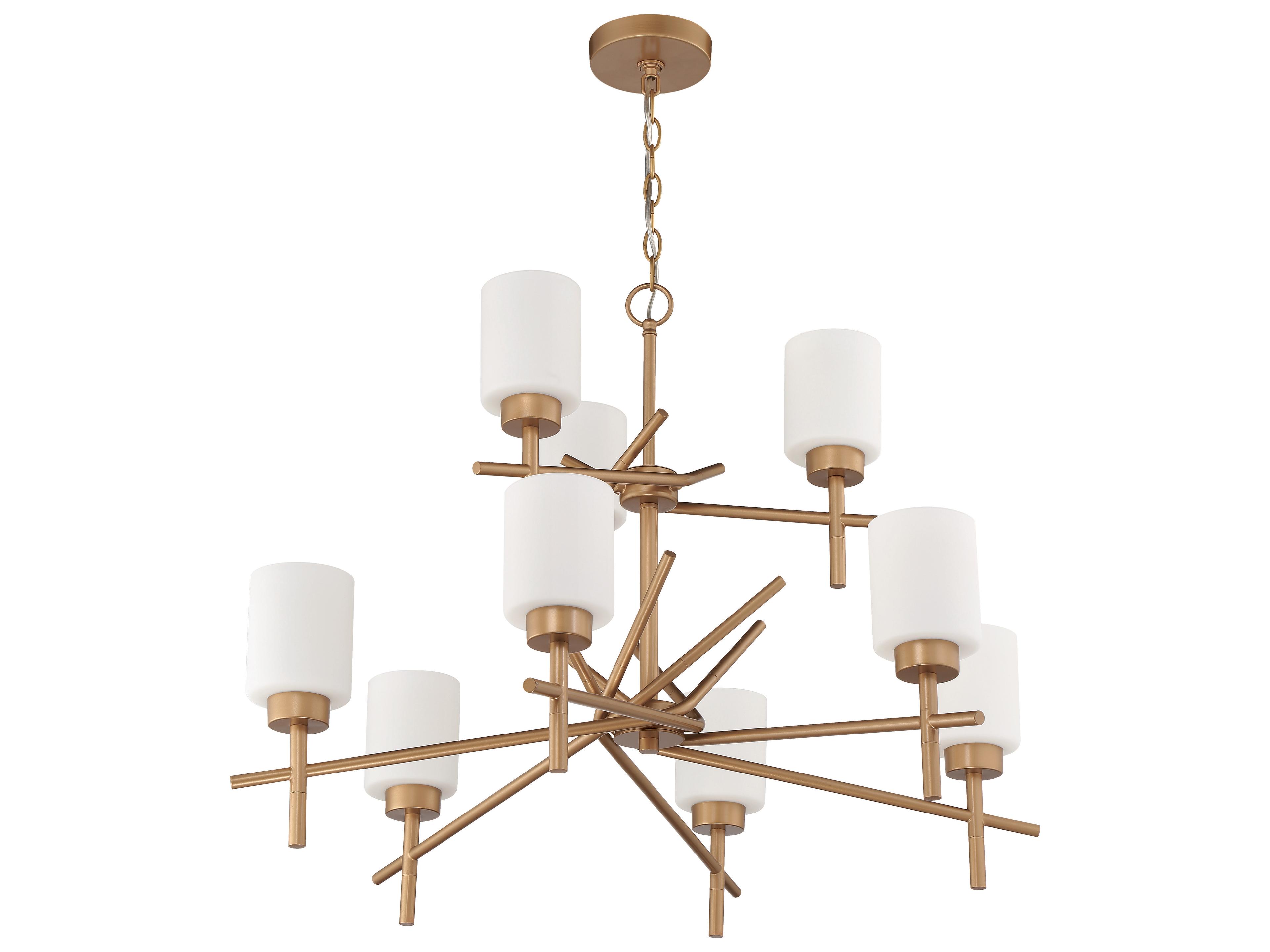 Craftmade Cadence 9-Light Soft Gold Glass Cylinder Tiered Chandelier