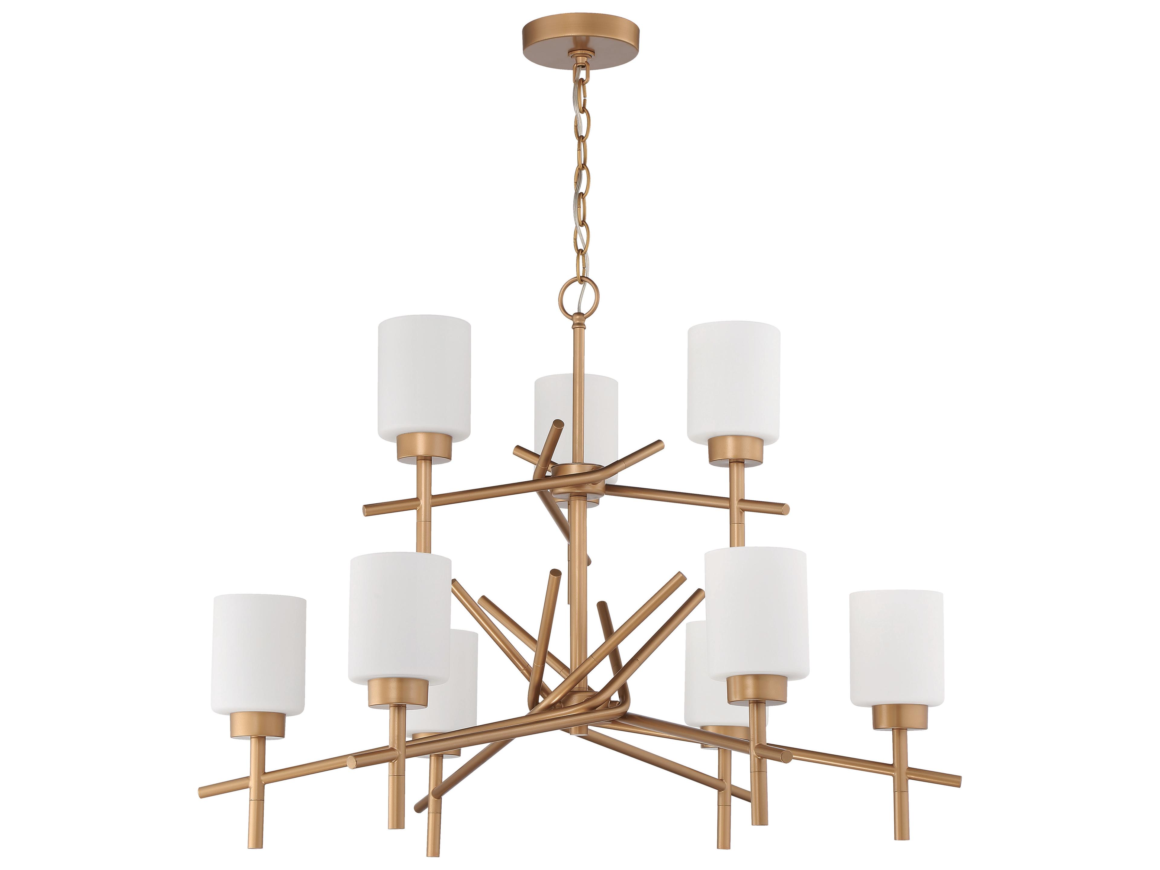Craftmade Cadence 9-Light Soft Gold Glass Cylinder Tiered Chandelier