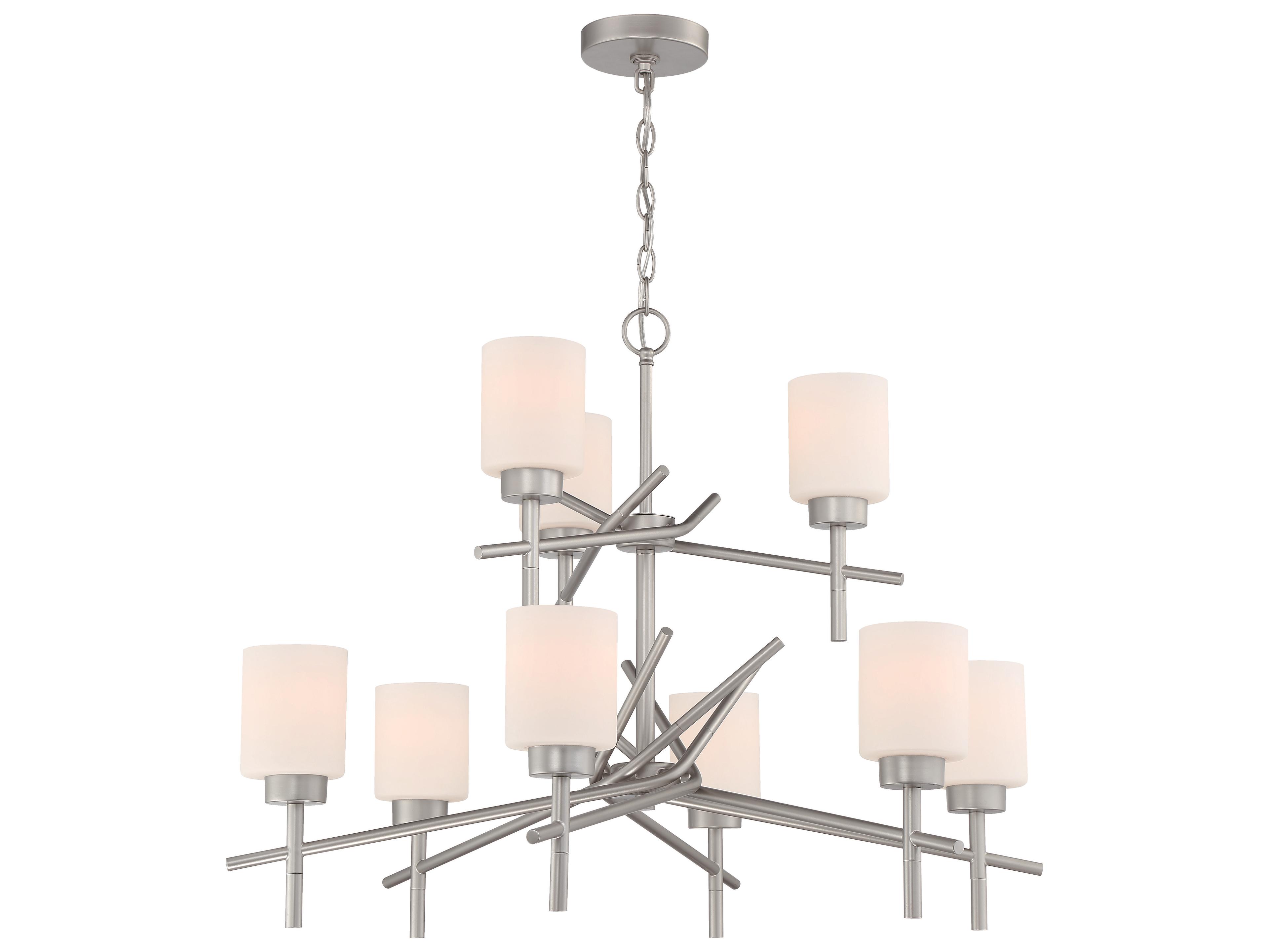 Craftmade Cadence 9-Light Satin Nickel Glass Cylinder Tiered Chandelier