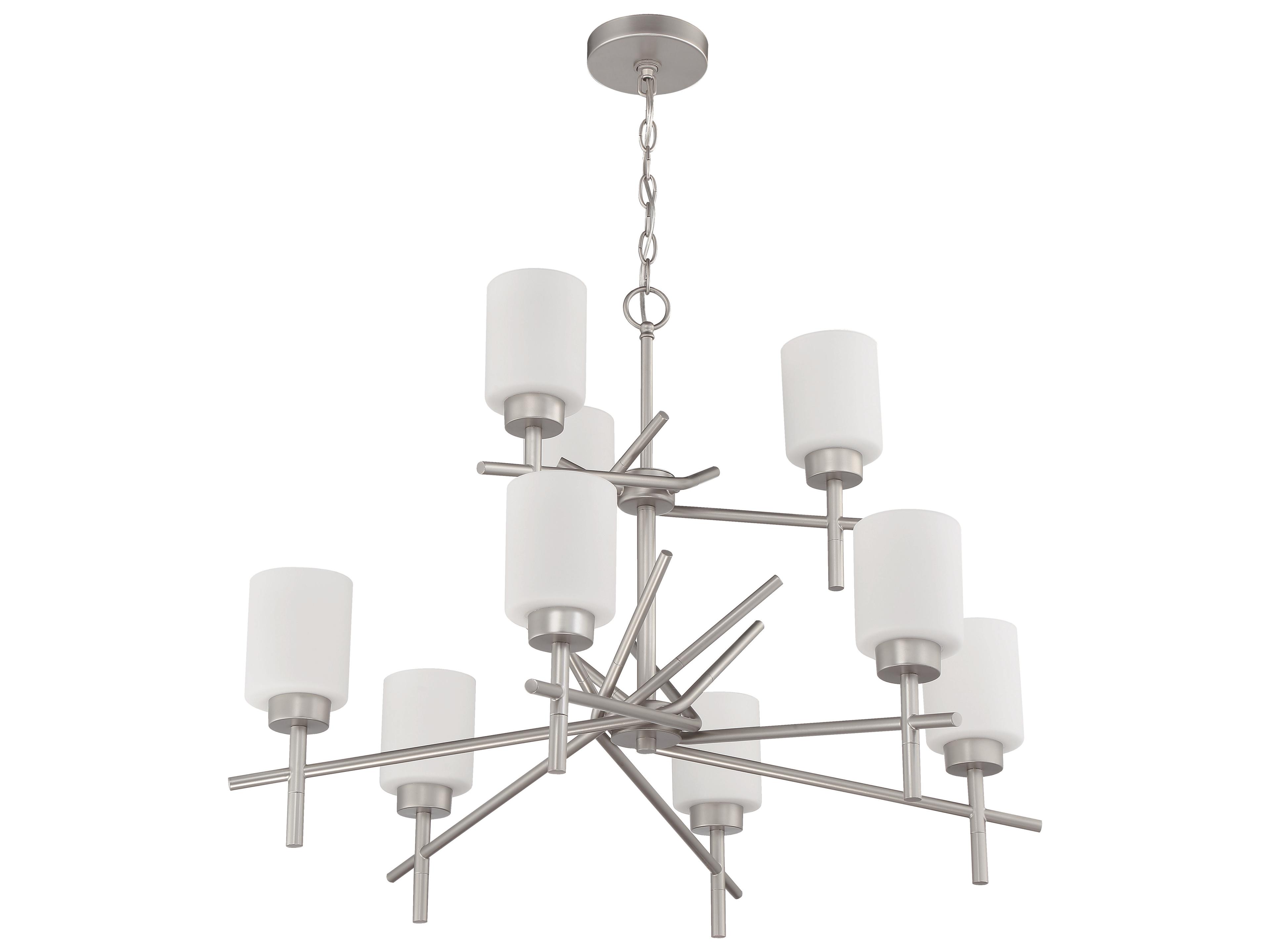 Craftmade Cadence 9-Light Satin Nickel Glass Cylinder Tiered Chandelier