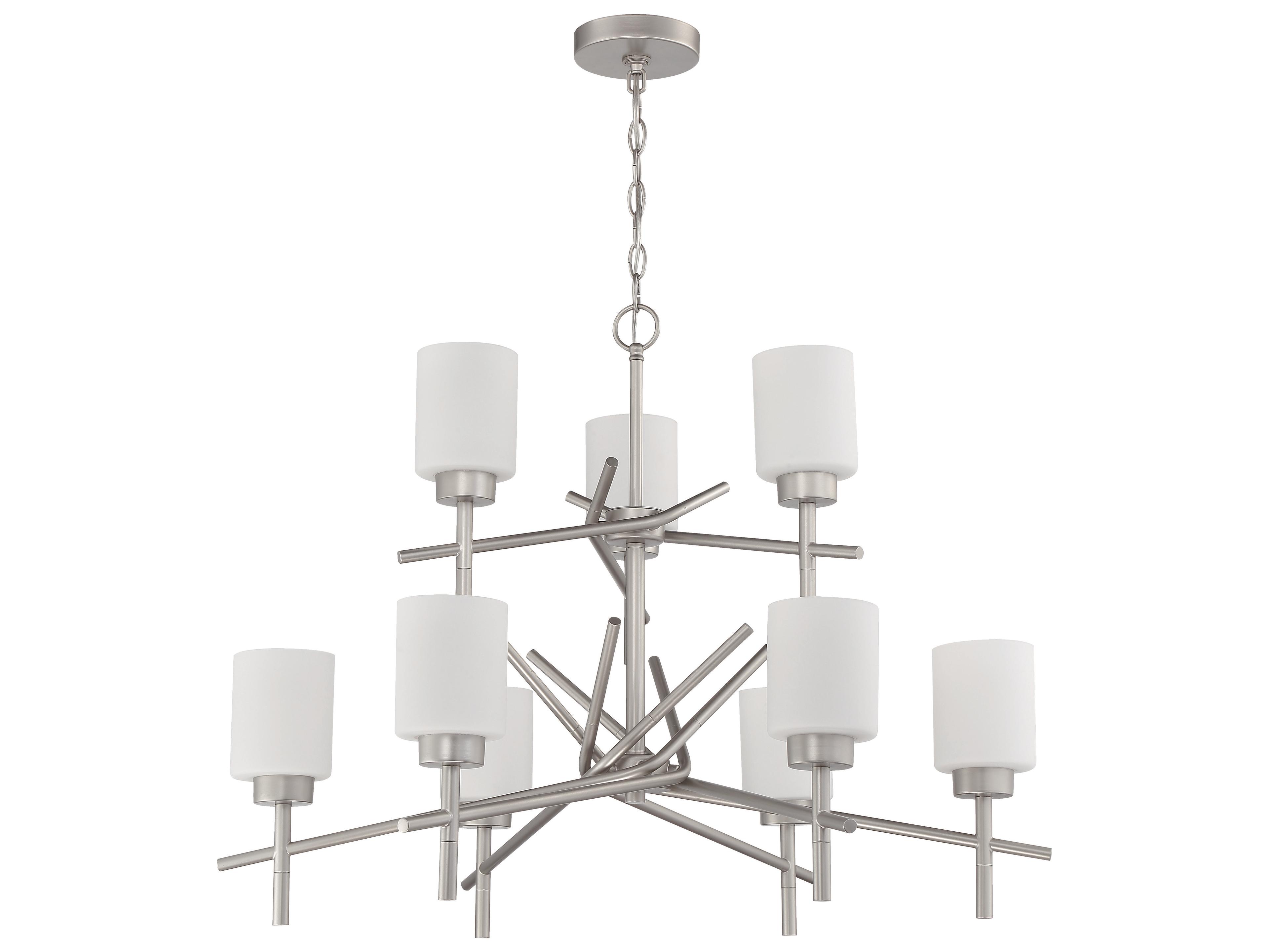 Craftmade Cadence 9-Light Satin Nickel Glass Cylinder Tiered Chandelier