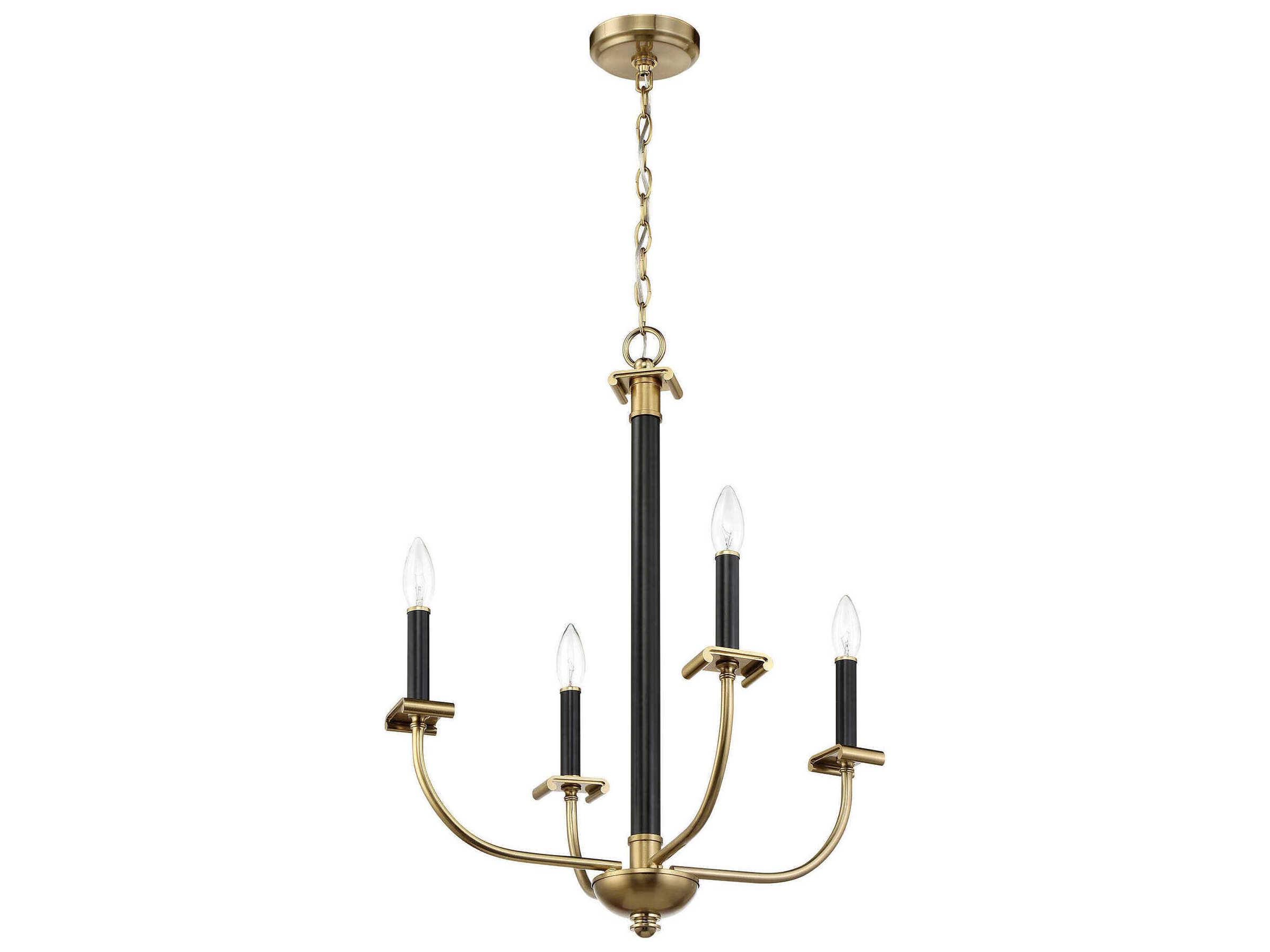 Craftmade Stanza 4-Light Flat Black Satin Brass Candelabra Chandelier