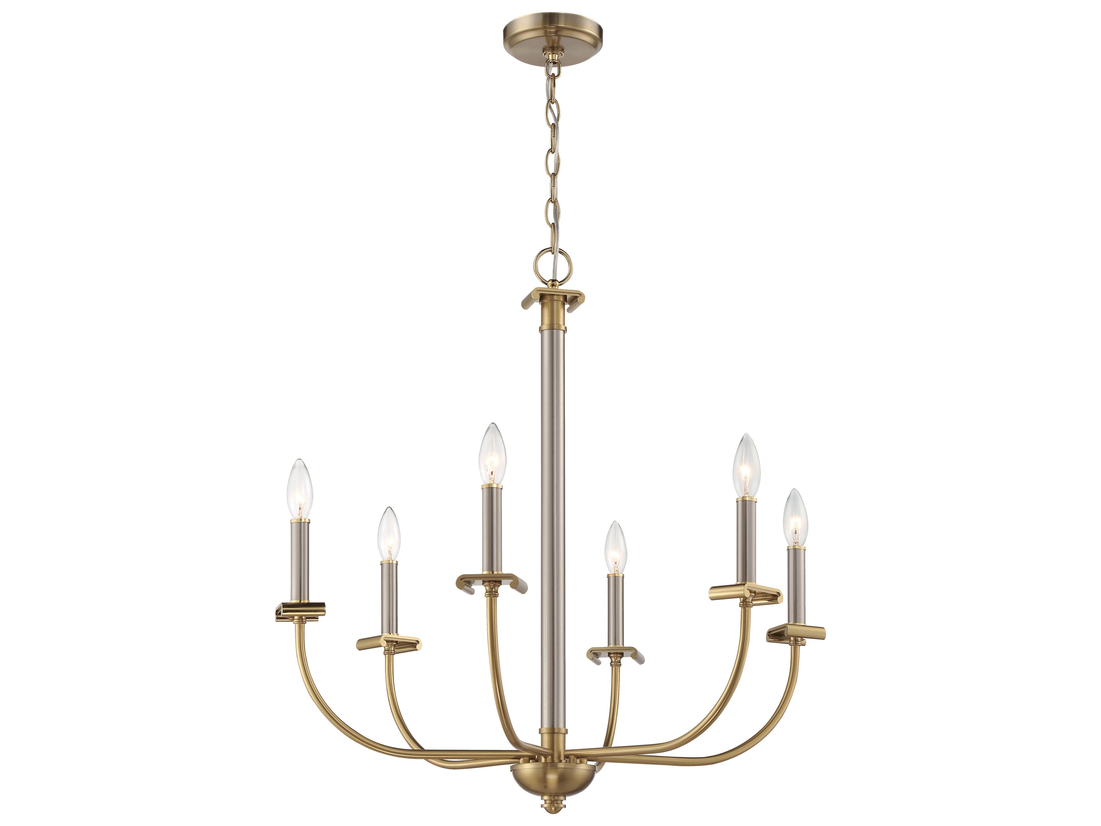 Craftmade Stanza 6-Light Brushed Polished Nickel Satin Brass Candelabra Chandelier