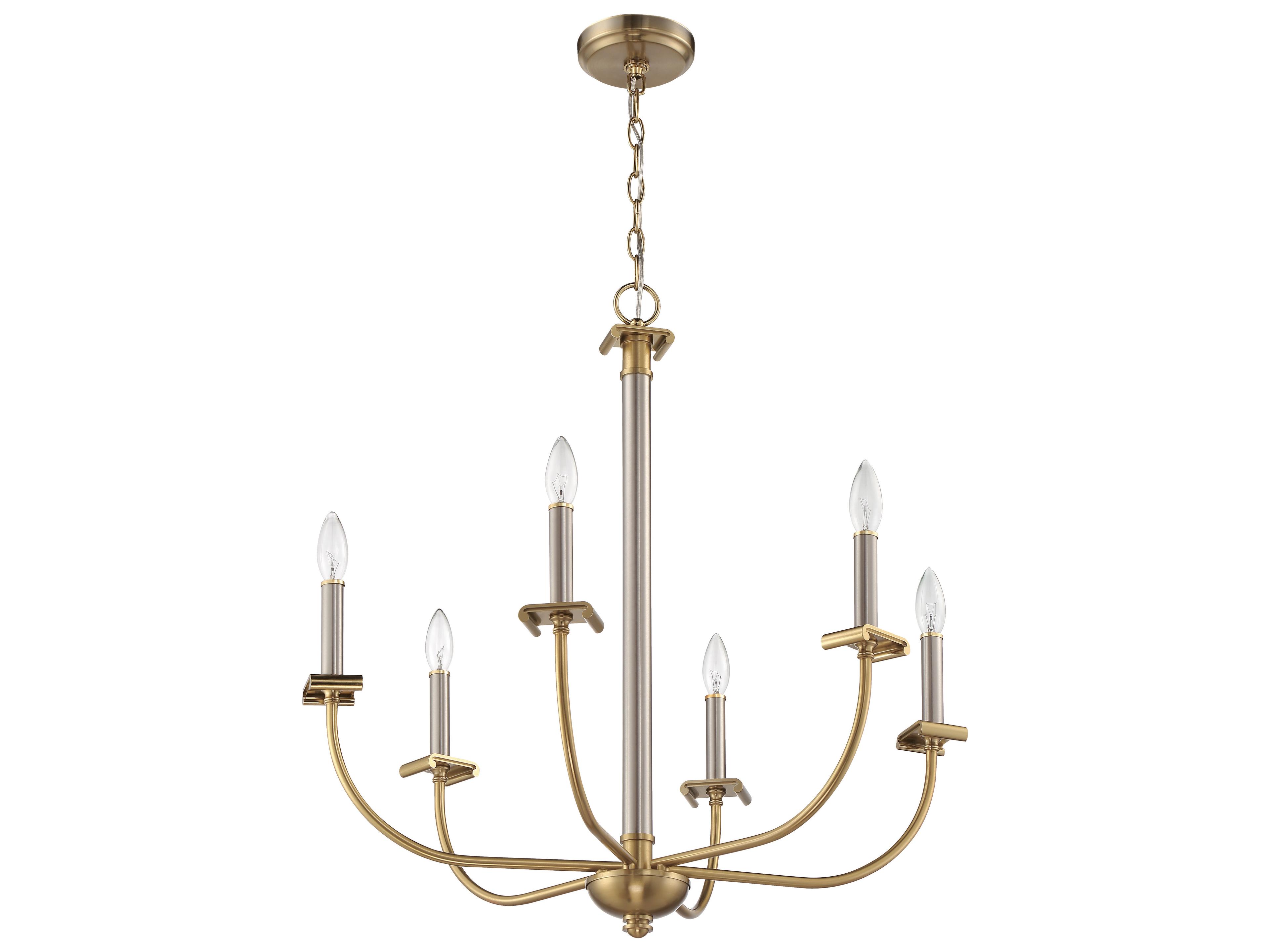 Craftmade Stanza 6-Light Brushed Polished Nickel Satin Brass Candelabra Chandelier