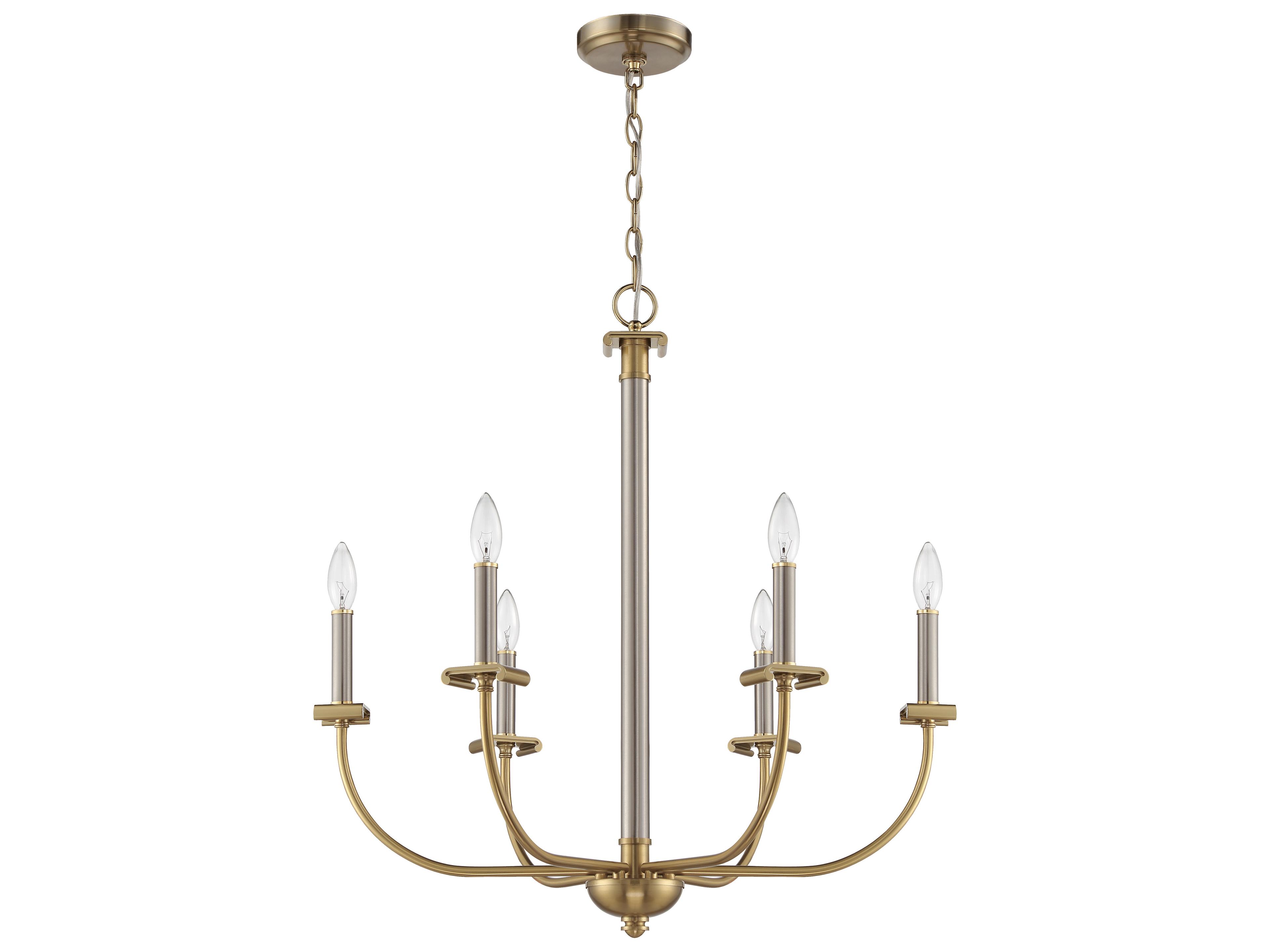 Craftmade Stanza 6-Light Brushed Polished Nickel Satin Brass Candelabra Chandelier