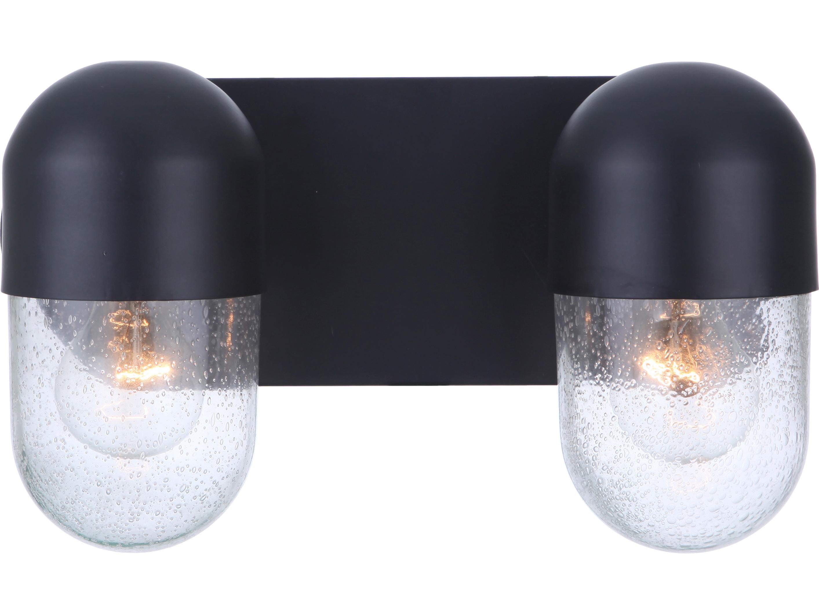 Craftmade Pill 2-Light Flat Black Glass Vanity Light