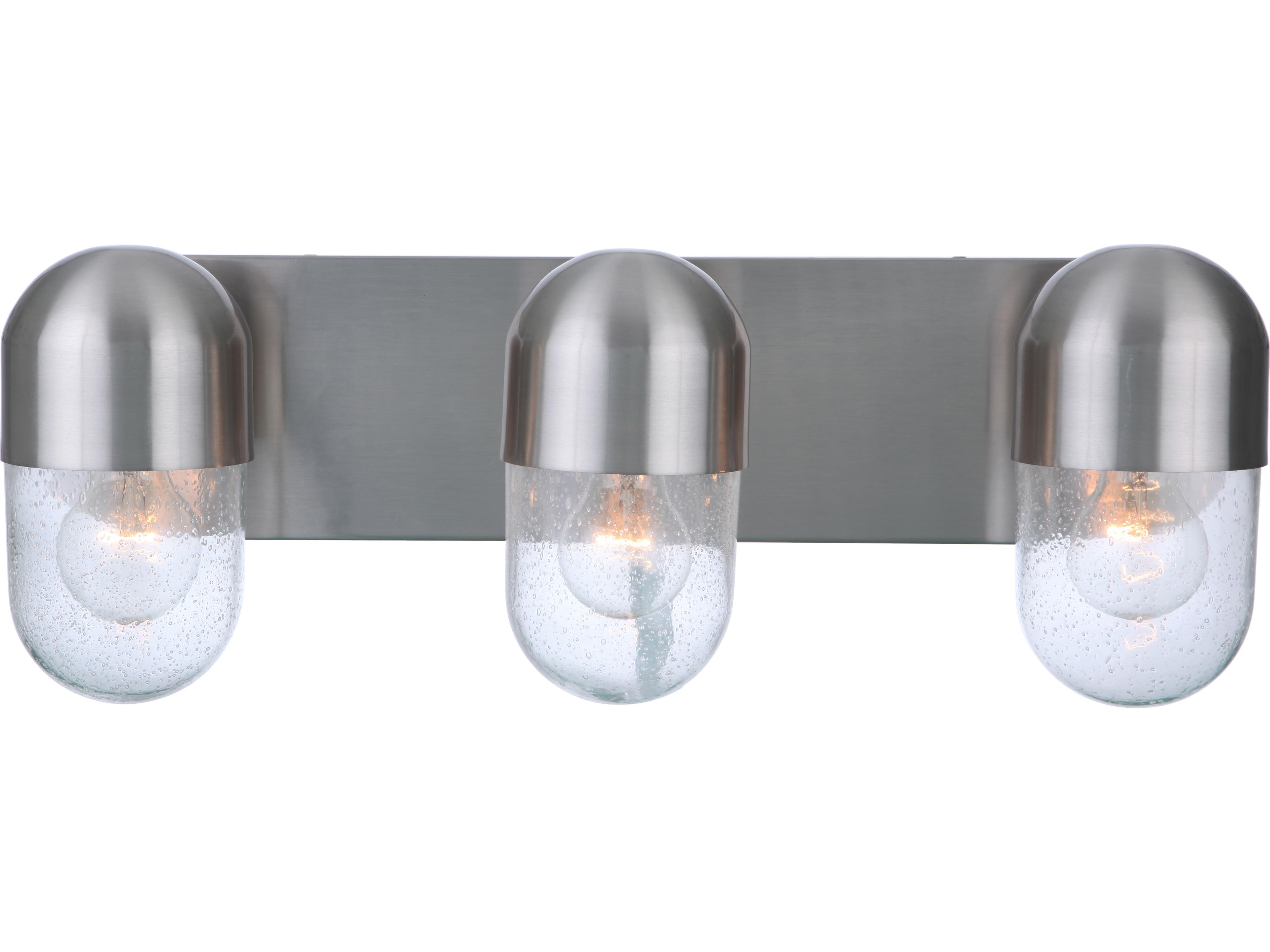Craftmade Pill 3-Light Brushed Polished Nickel Glass Vanity Light