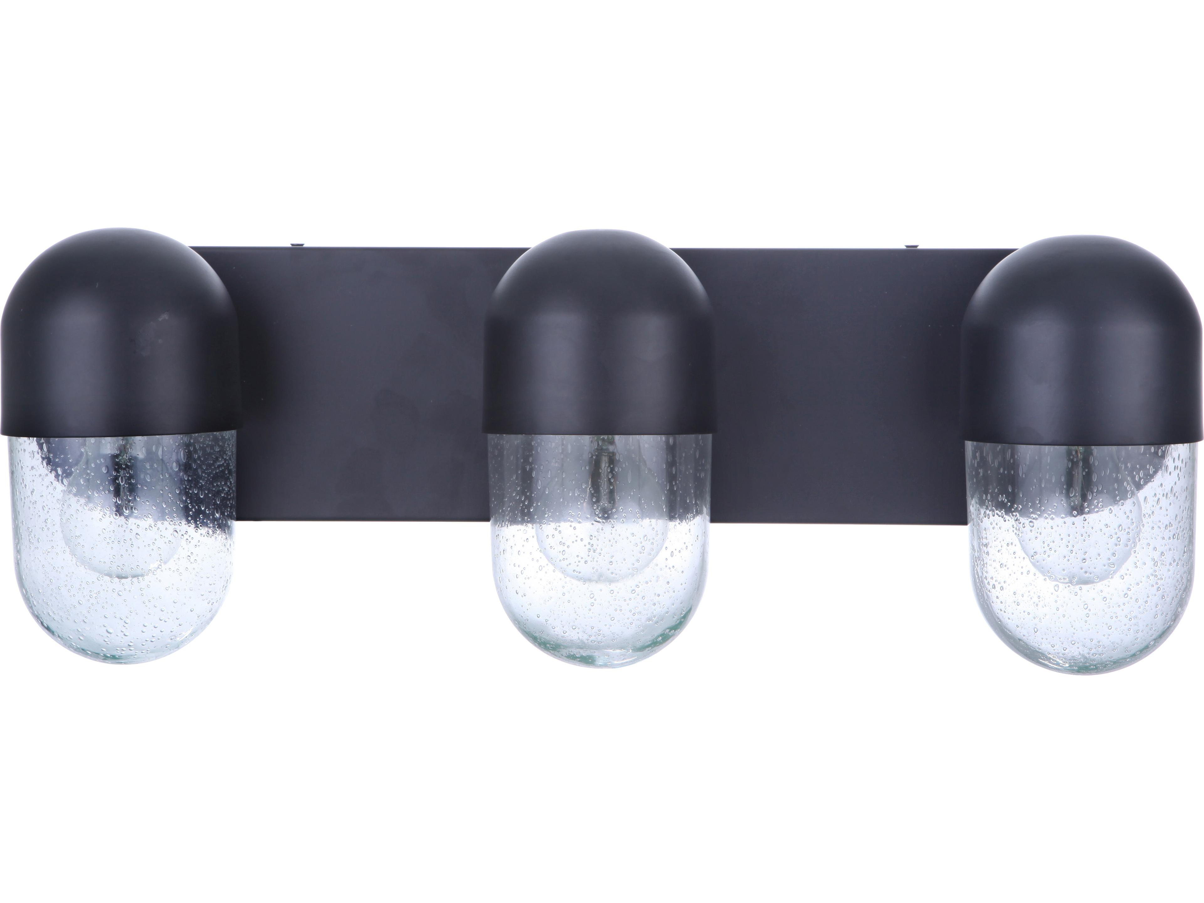 Craftmade Pill 3-Light Flat Black Glass Vanity Light