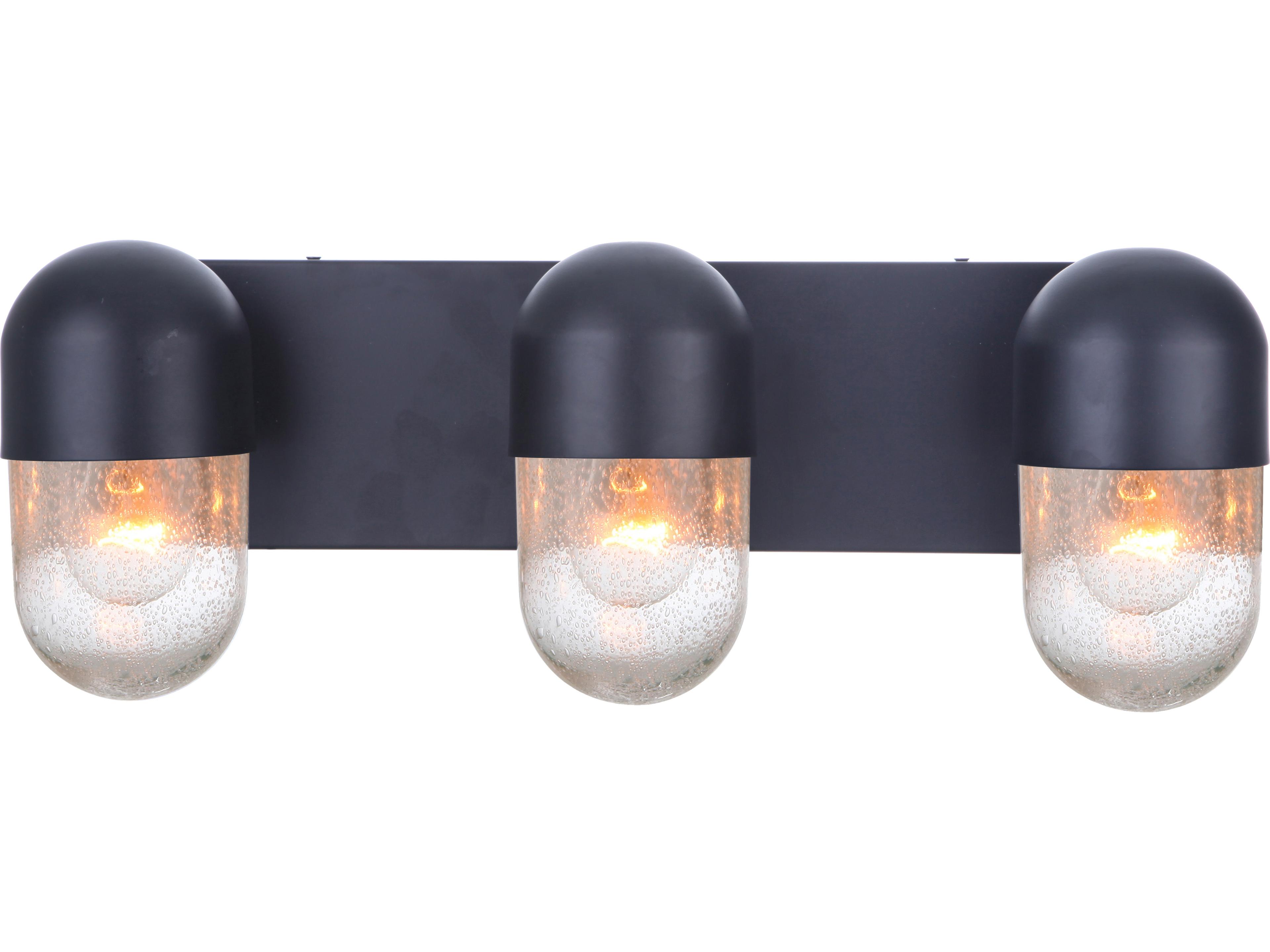 Craftmade Pill 3-Light Flat Black Glass Vanity Light