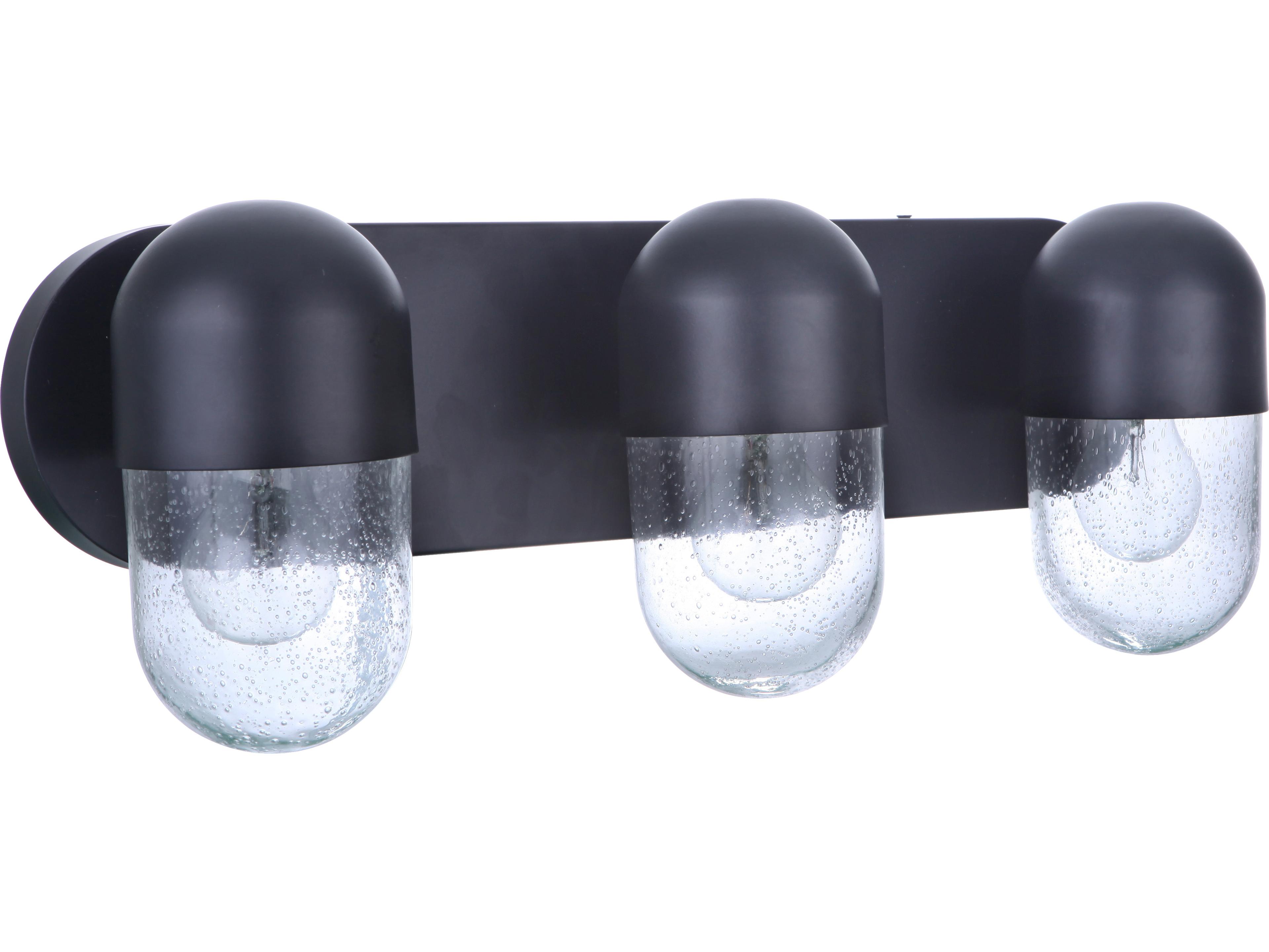 Craftmade Pill 3-Light Flat Black Glass Vanity Light