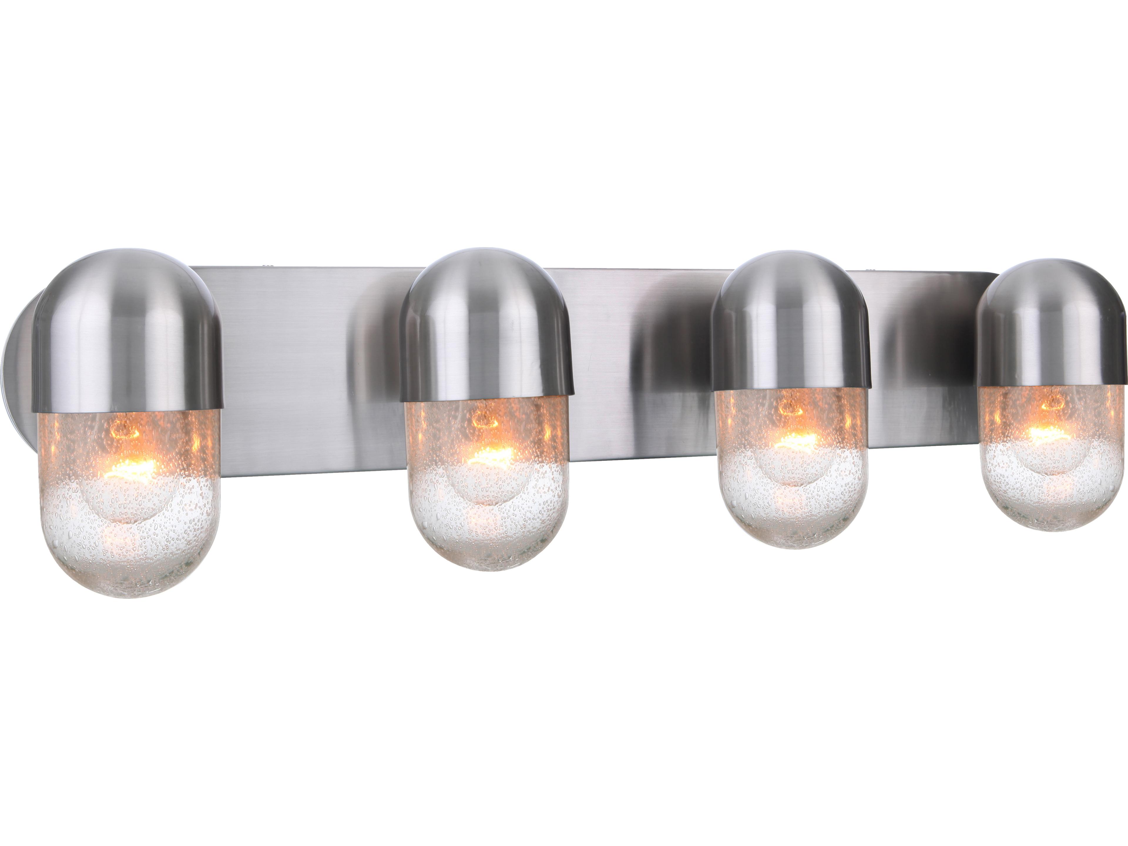 Craftmade Pill 4-Light Brushed Polished Nickel Glass Vanity Light