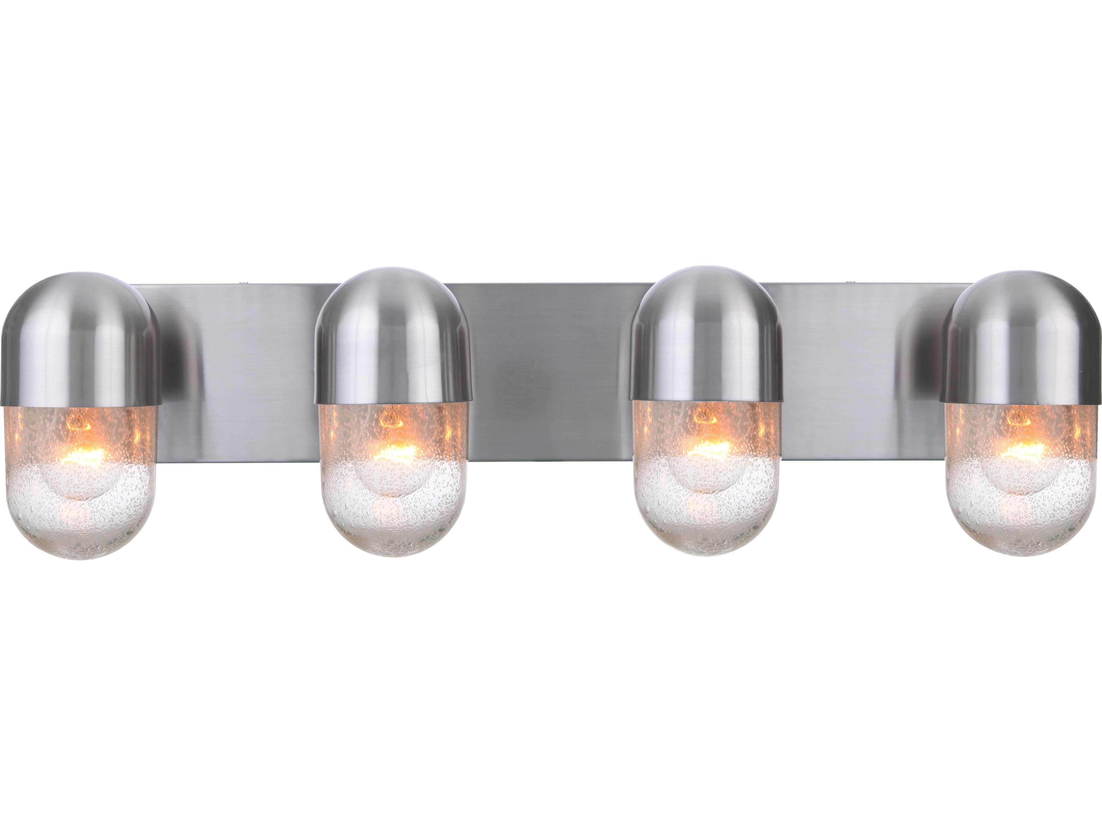 Craftmade Pill 4-Light Brushed Polished Nickel Glass Vanity Light