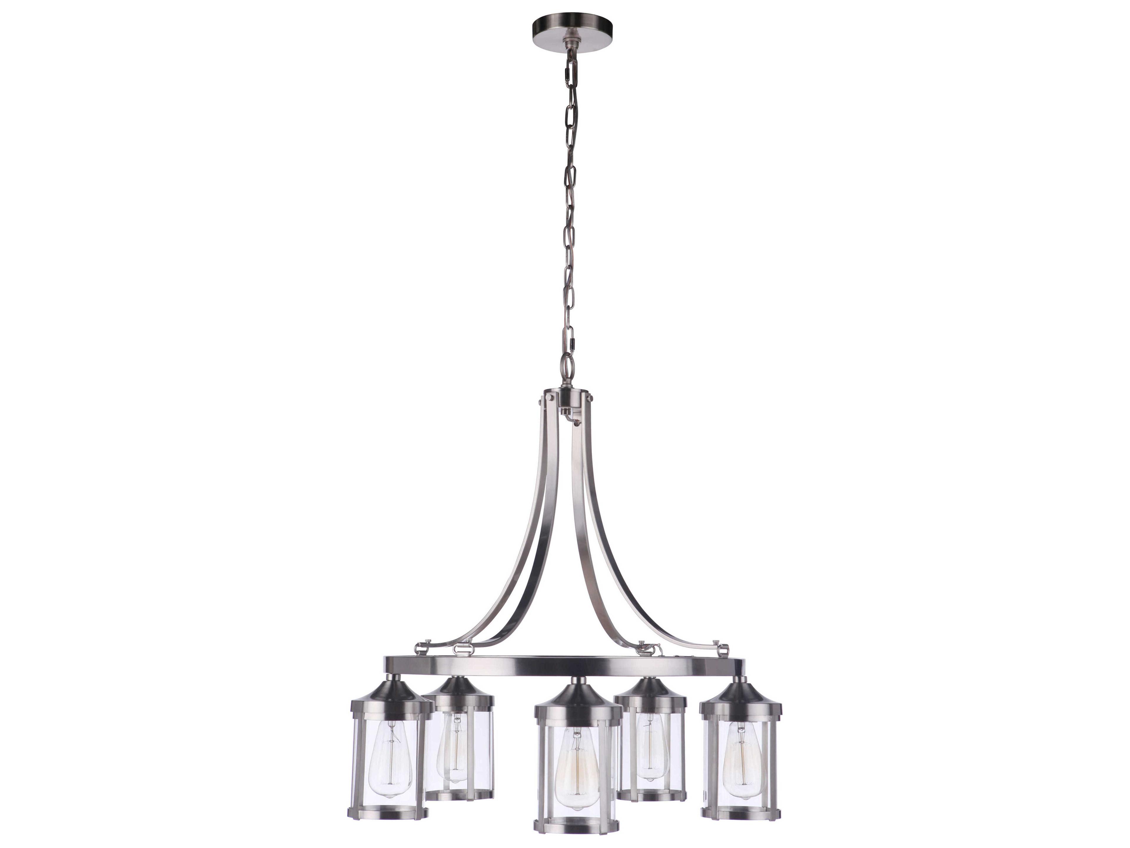 Craftmade Elliot 5-Light Brushed Polished Nickel Glass Cylinder Chandelier