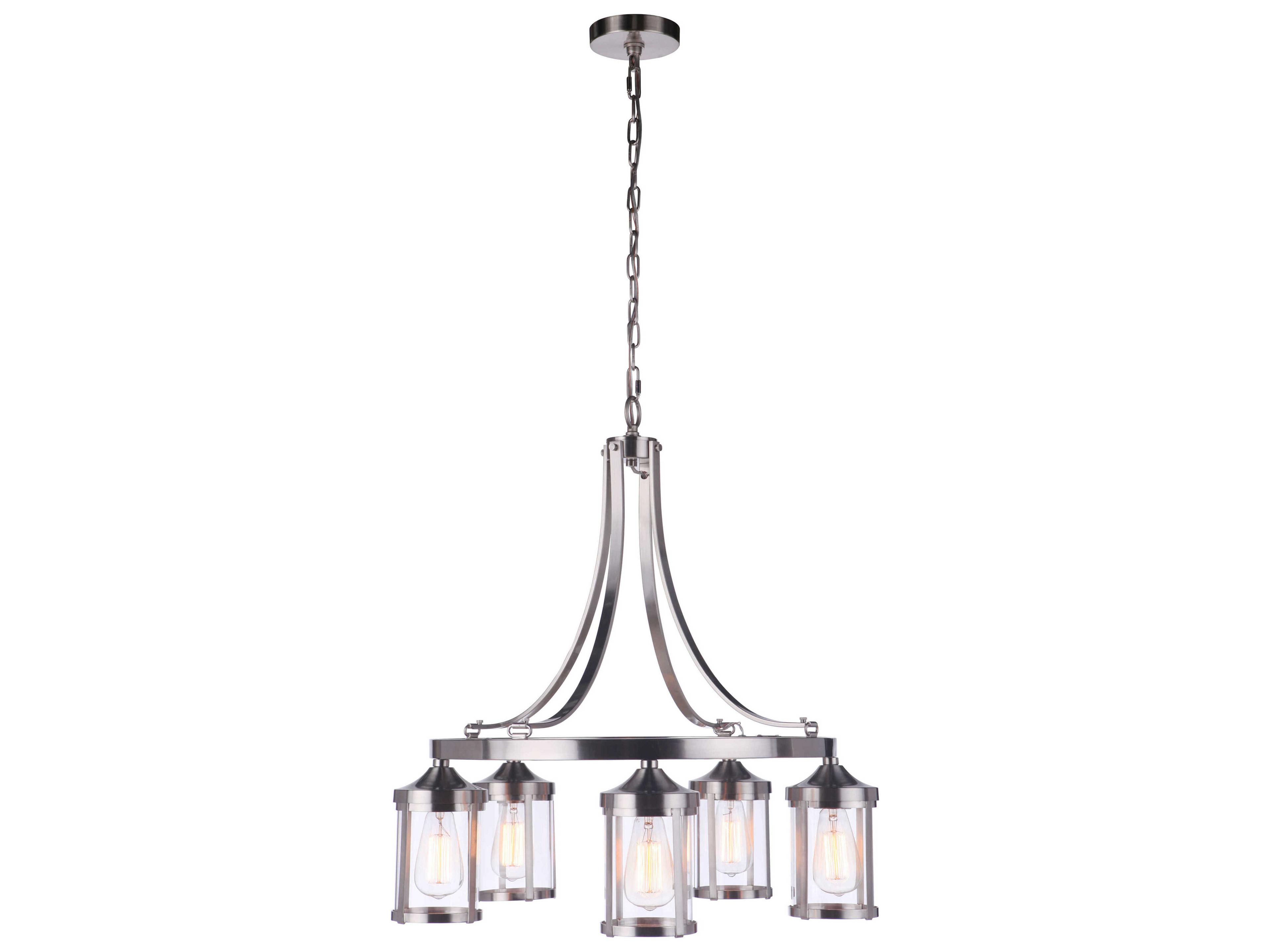 Craftmade Elliot 5-Light Brushed Polished Nickel Glass Cylinder Chandelier