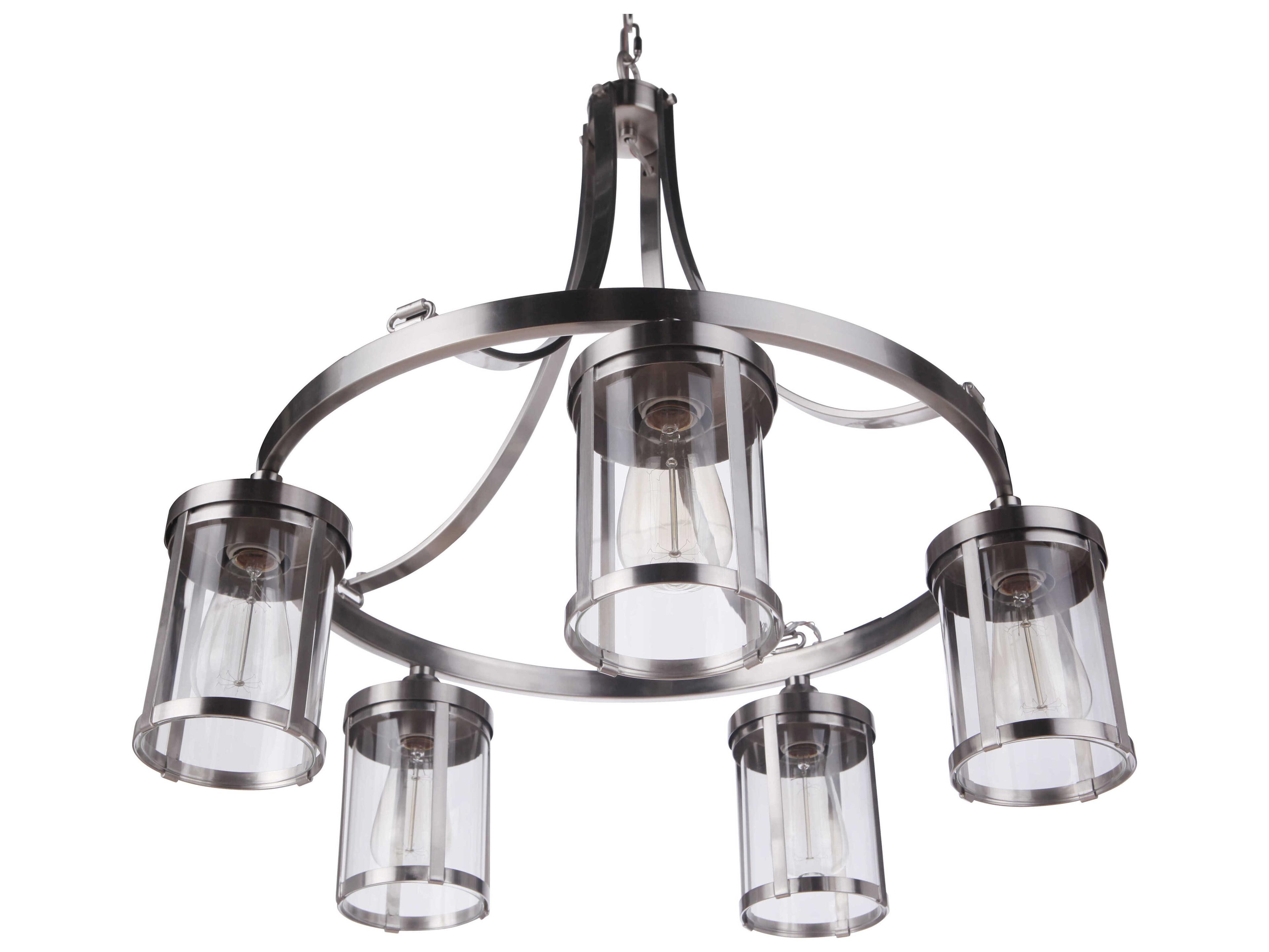 Craftmade Elliot 5-Light Brushed Polished Nickel Glass Cylinder Chandelier