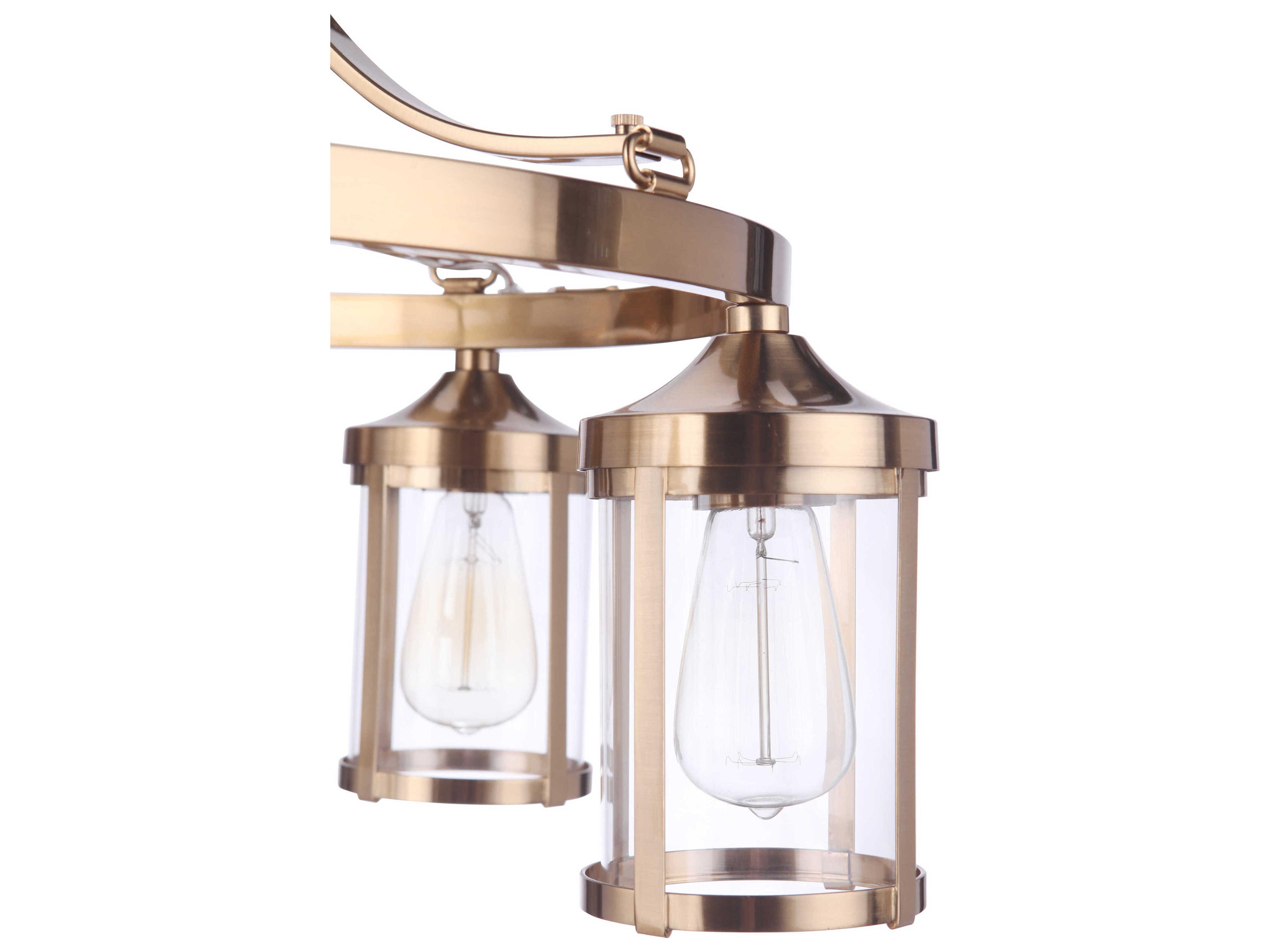 Craftmade Elliot 5-Light Satin Brass Glass Cylinder Chandelier