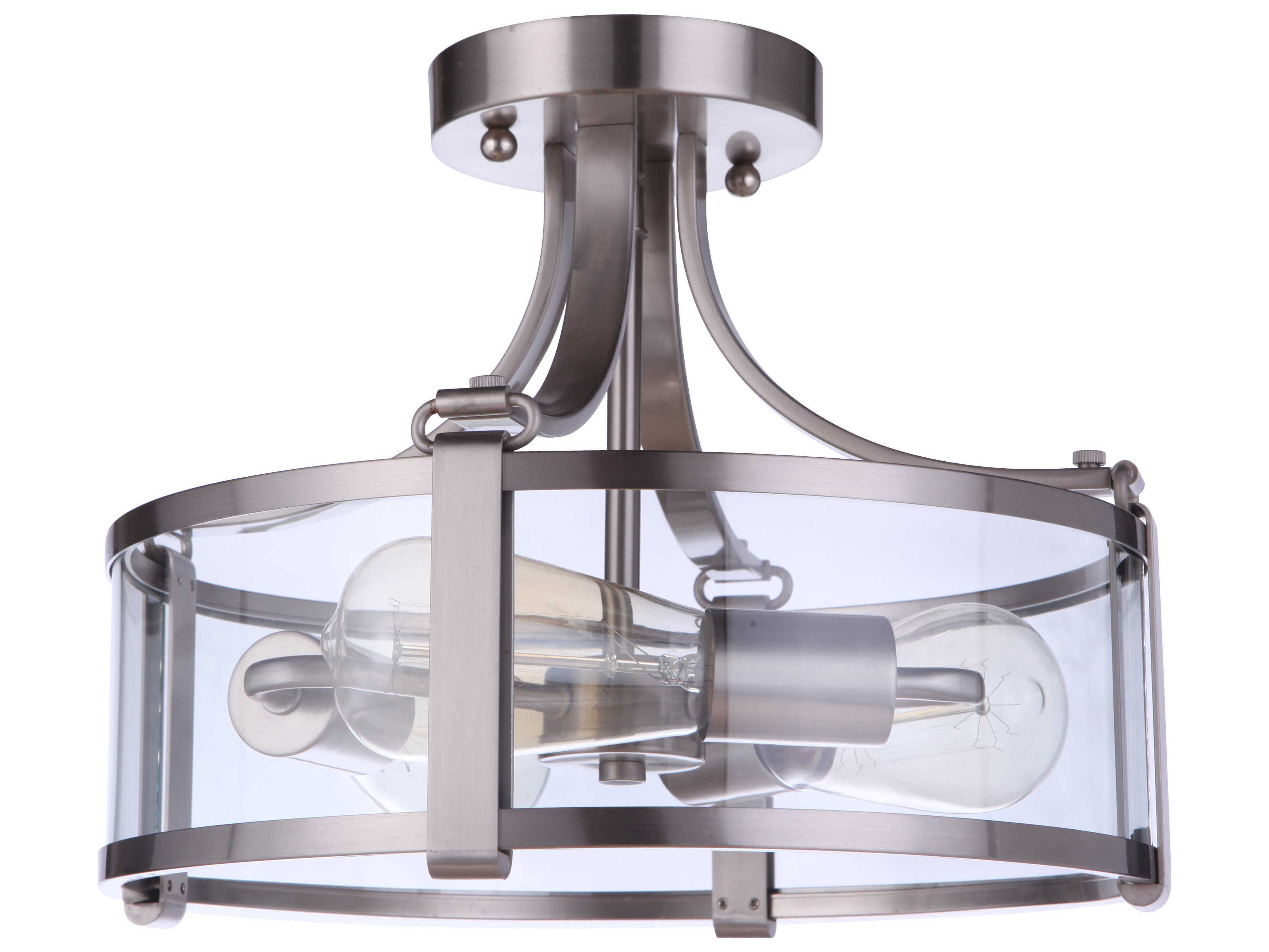 Craftmade Elliot 3-Light Brushed Polished Nickel Glass Drum Semi Flush Mount